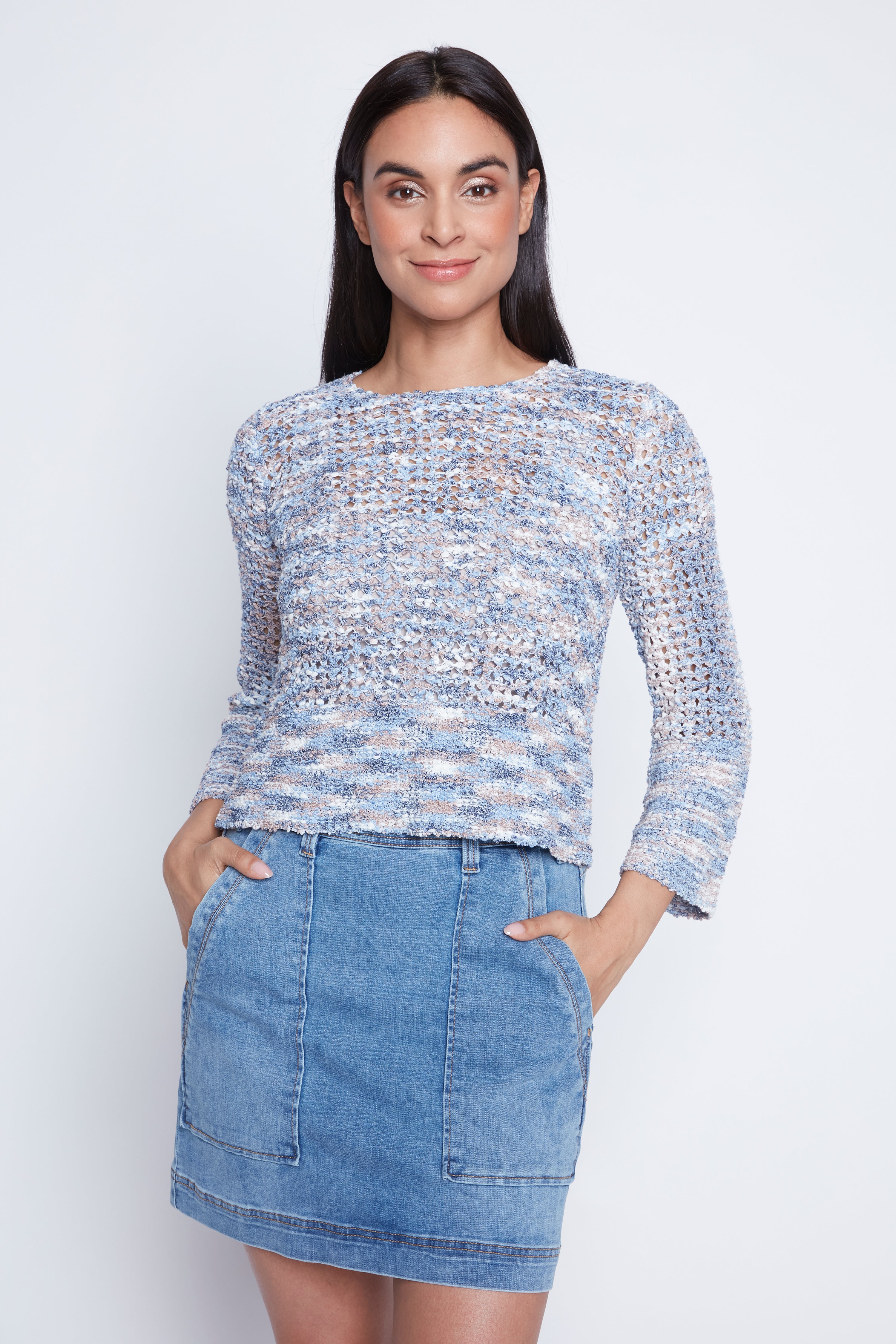 Bell sleeve crochet sweater