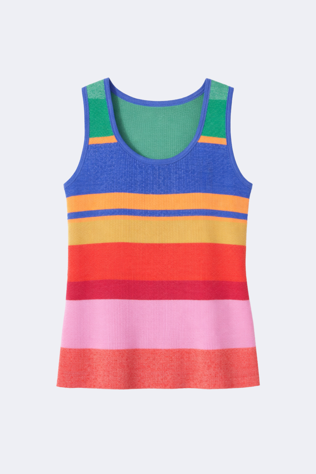 Le pull côtelé à rayures multicolores