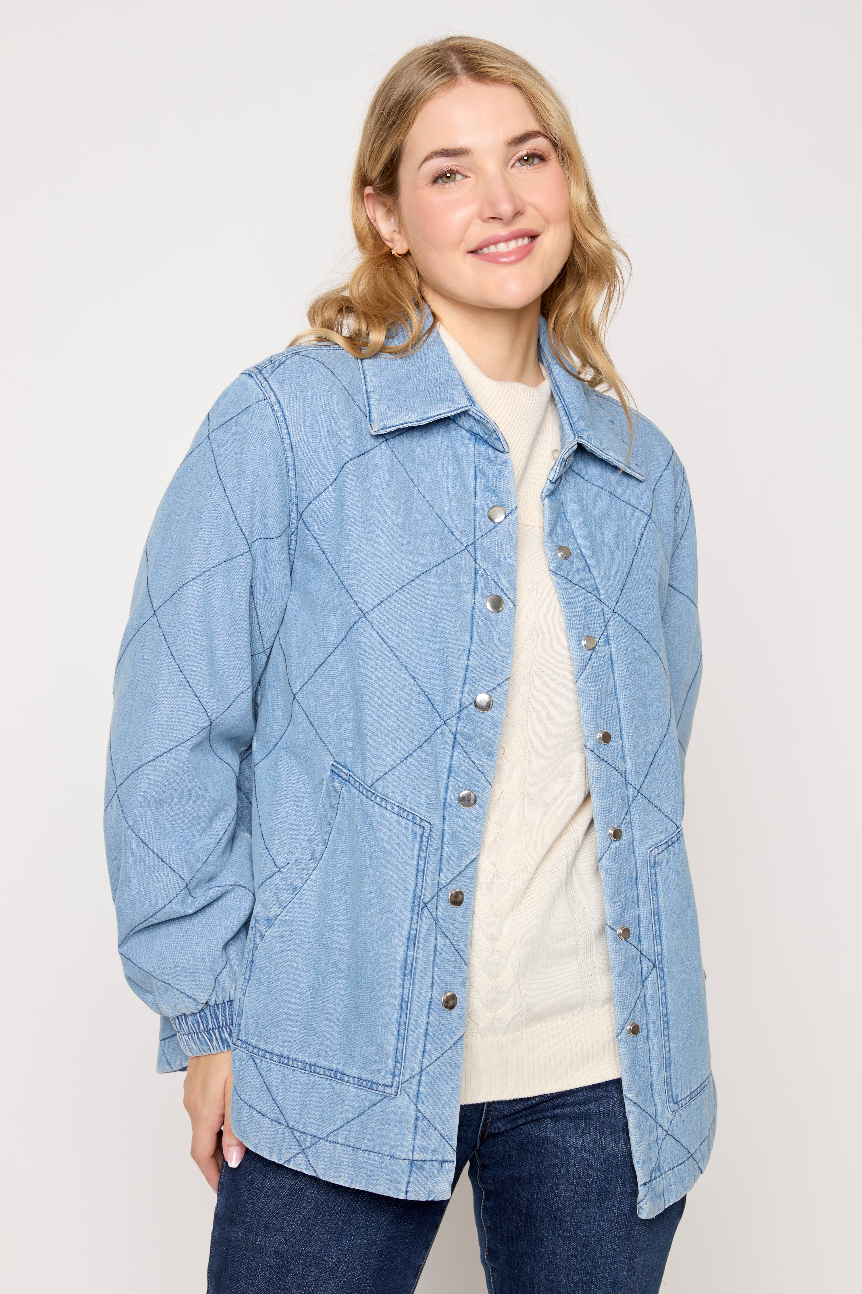 Quilted Button Front Shirt Jacket