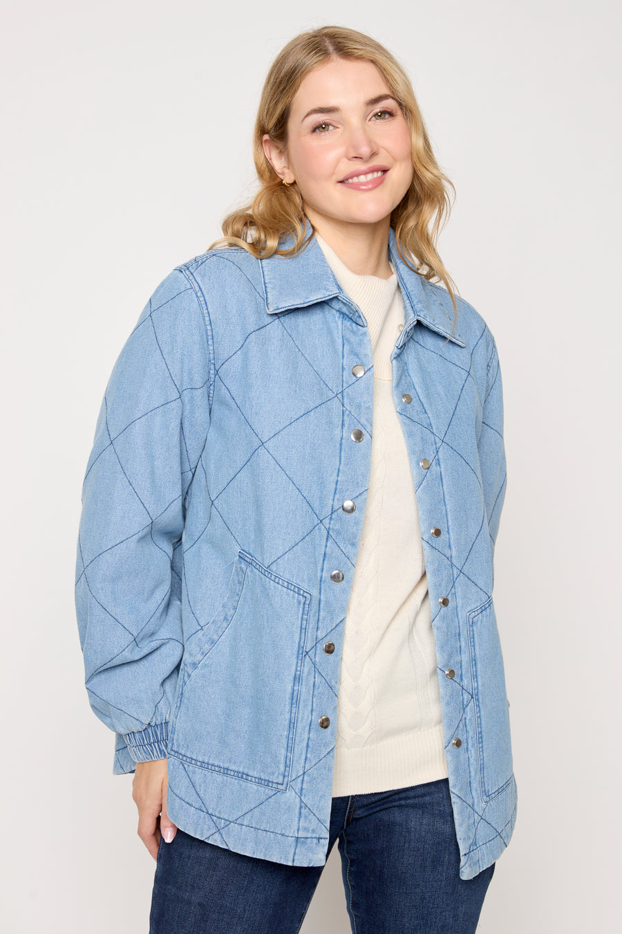 La veste chemise matelassée à boutons-pression