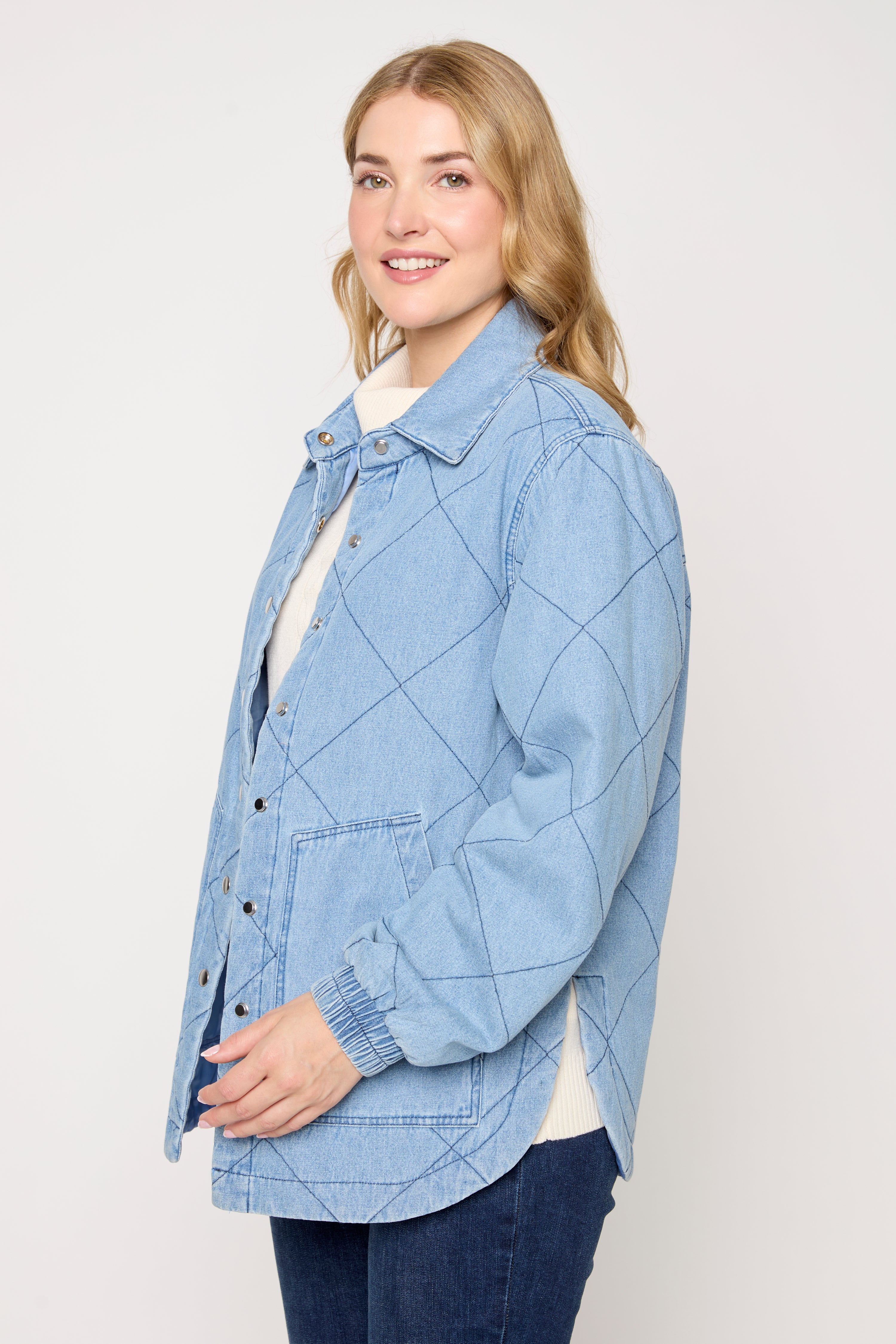 Quilted Button Front Shirt Jacket