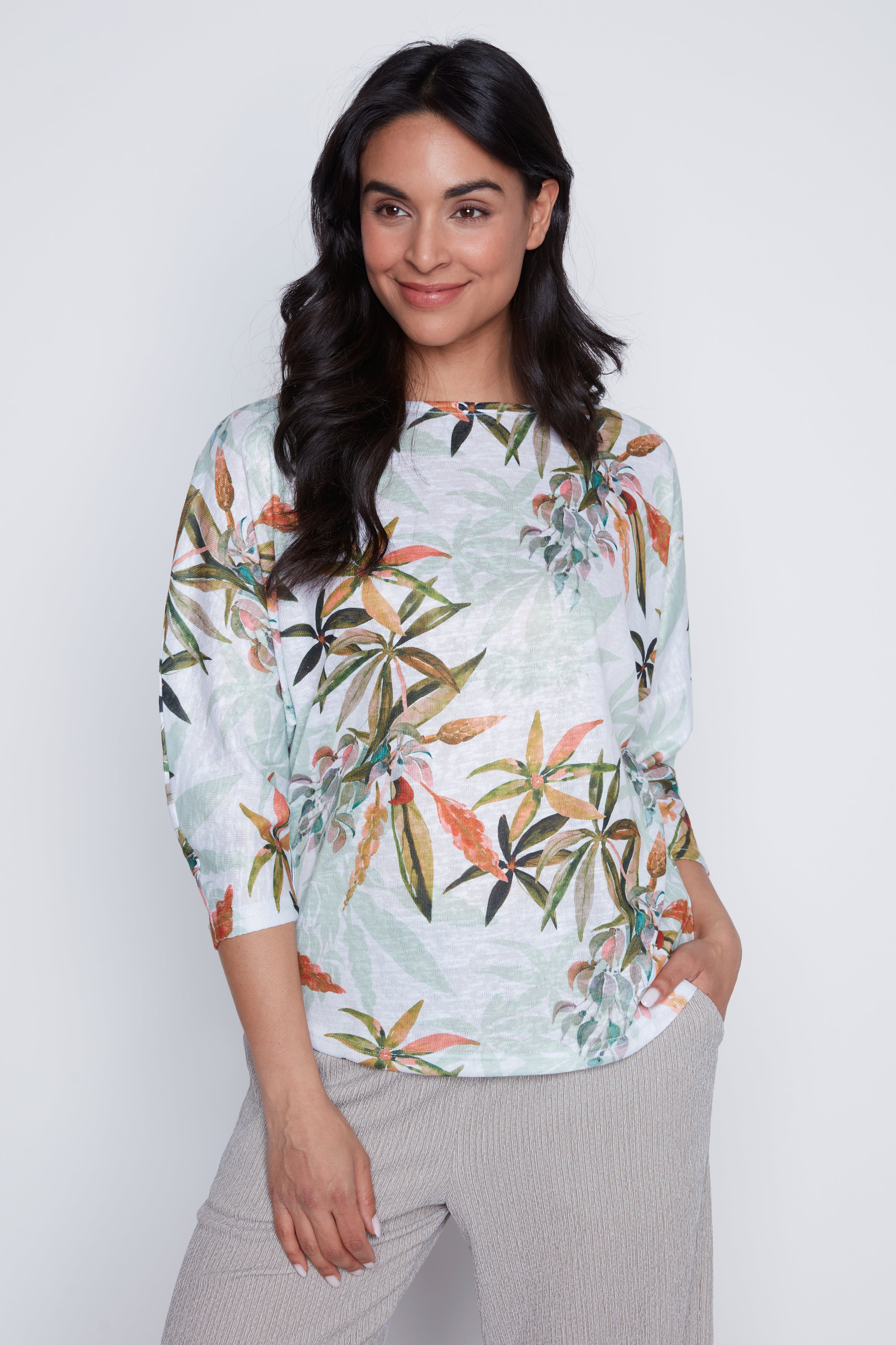 Leaf print top