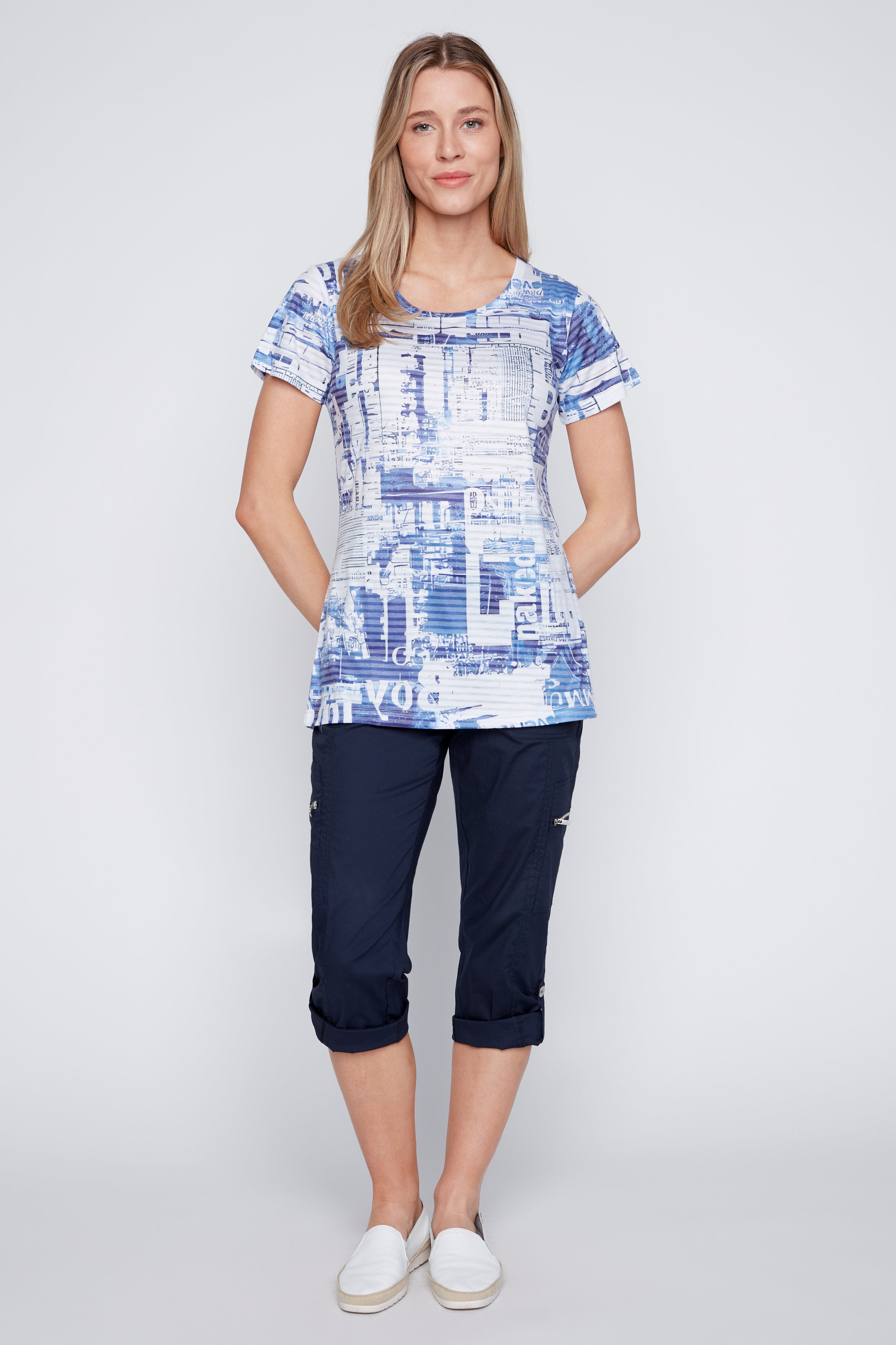 Newspaper print burnout t-shirt