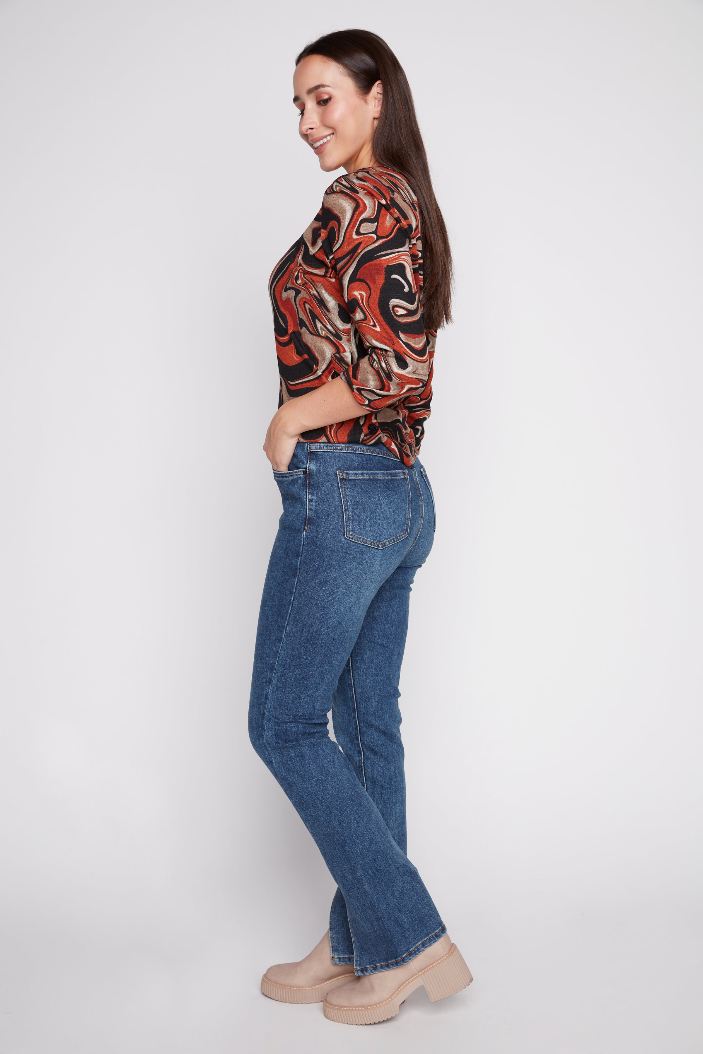 Suzanne straight leg off center jean