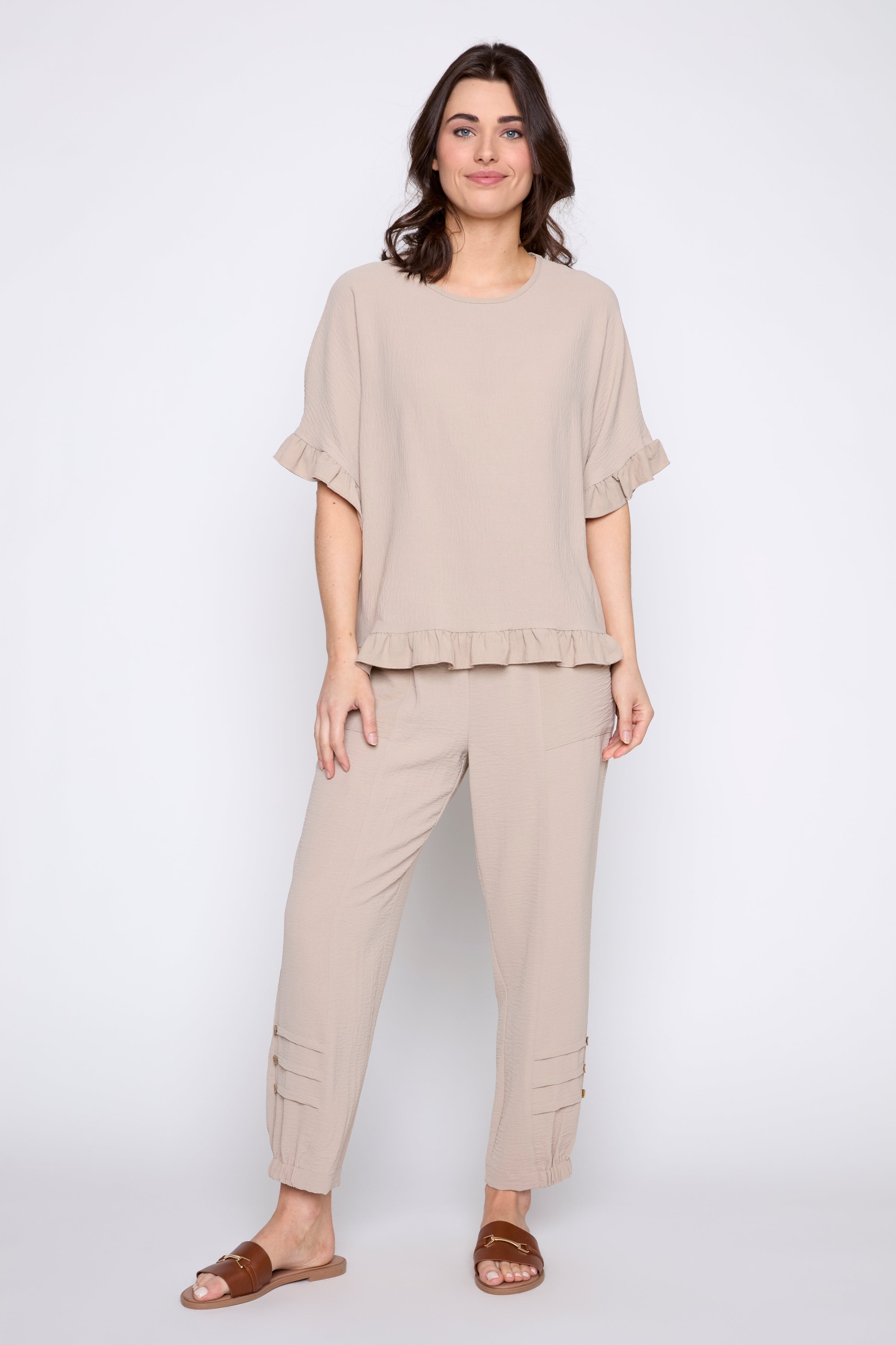Air flow ruffle sleeve top