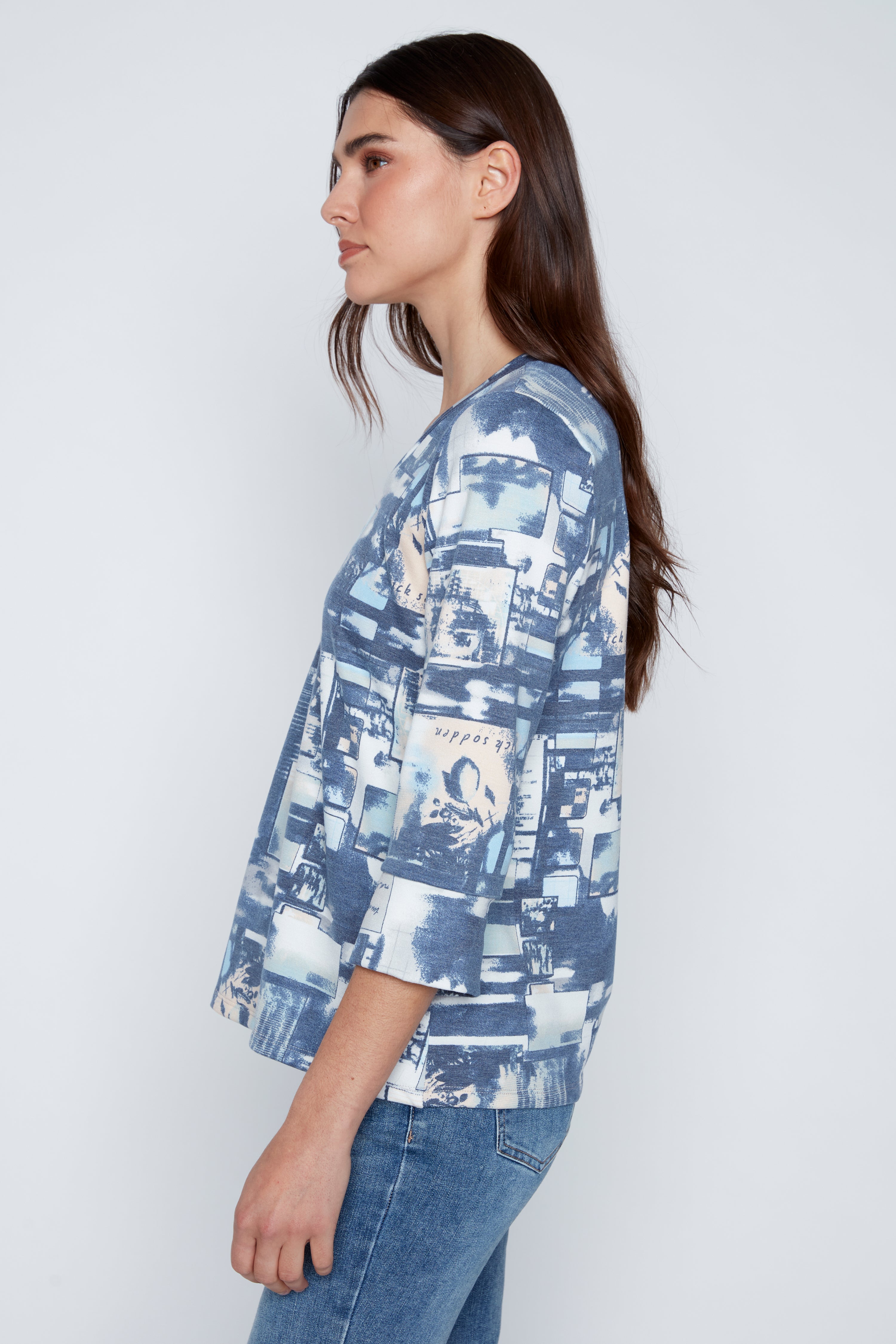 Printed french terry top