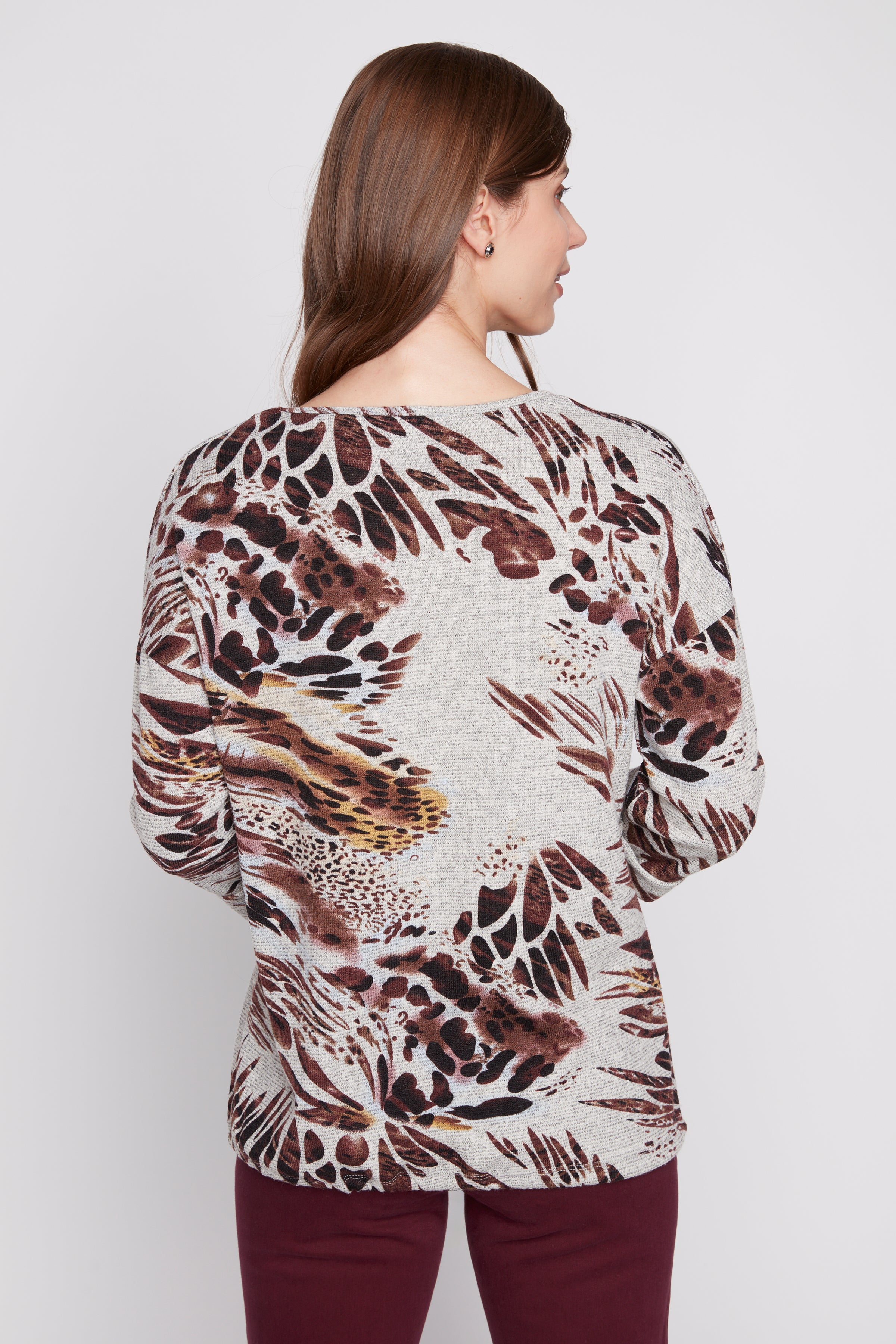 Drawstring hem printed top