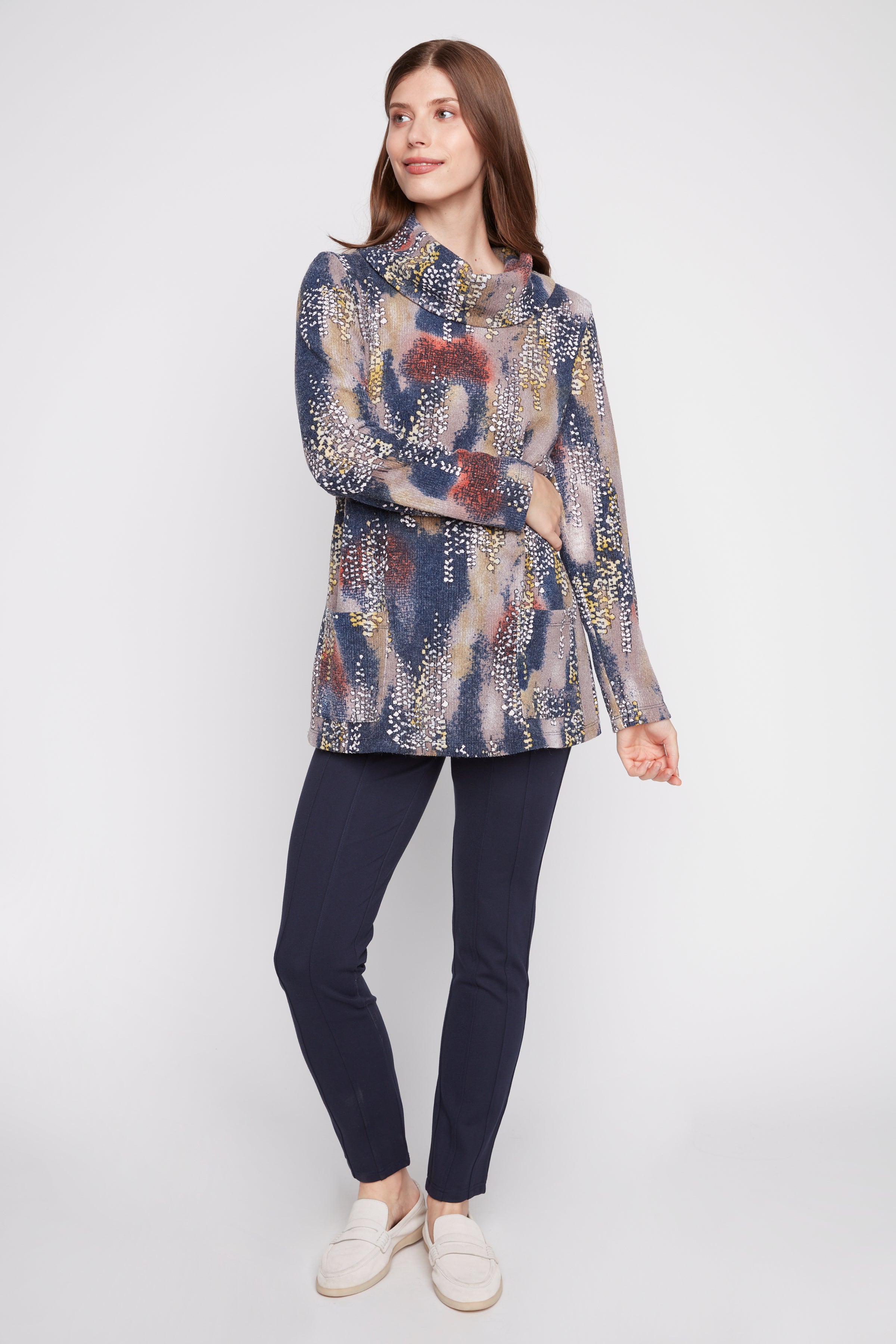 Patch pocket printed tunic