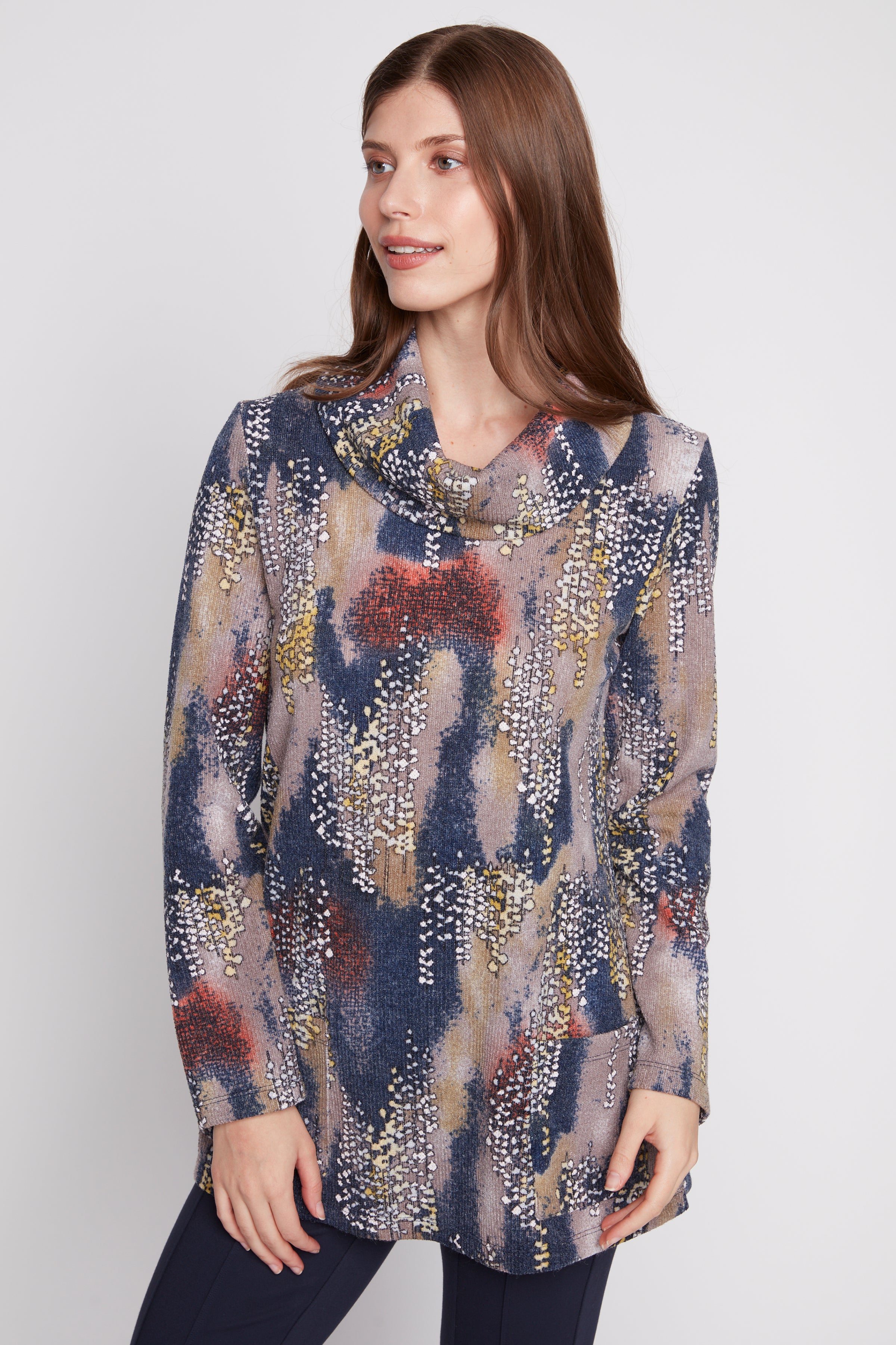 Patch pocket printed tunic