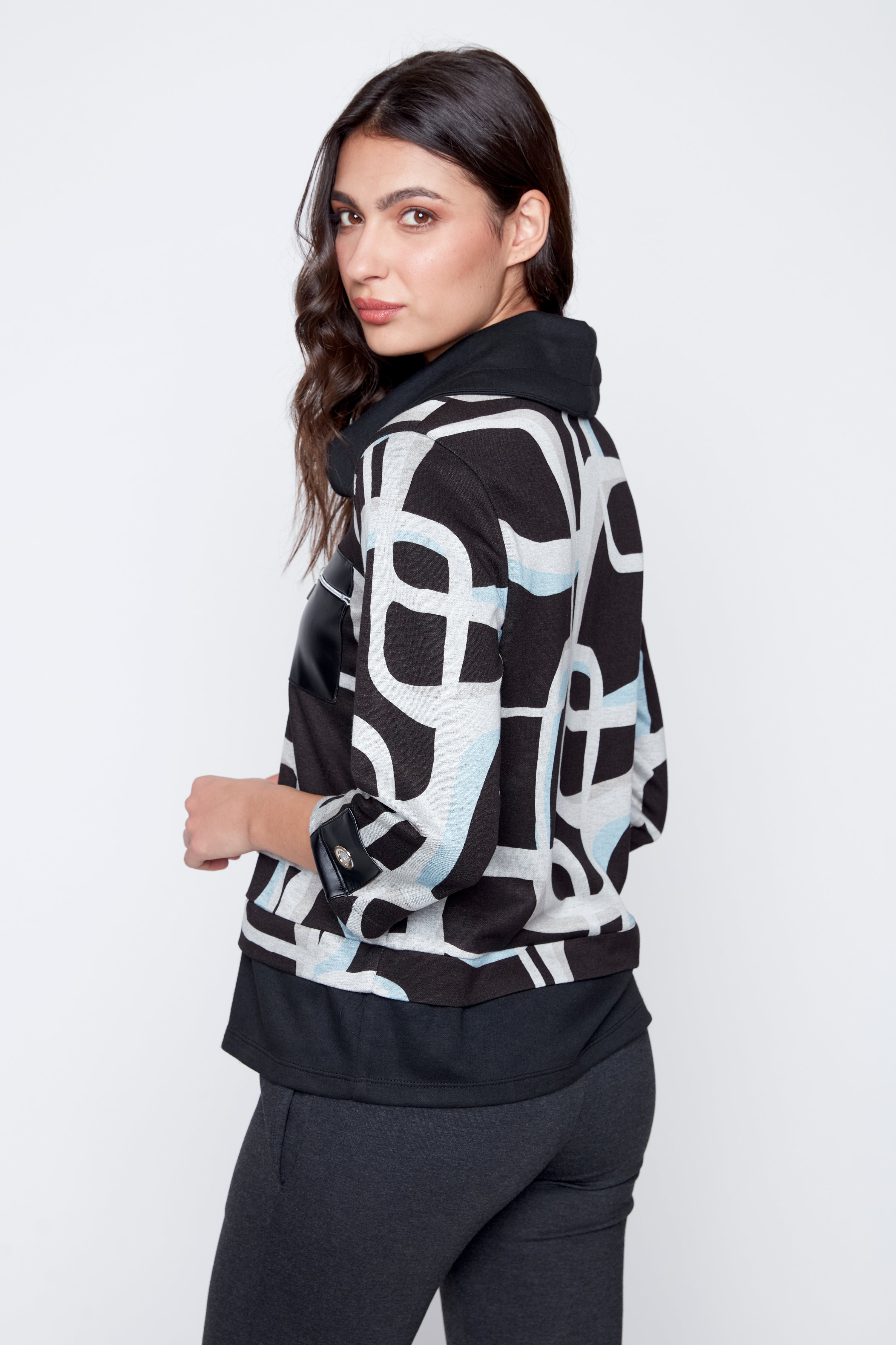 Print tunic with grommet detail