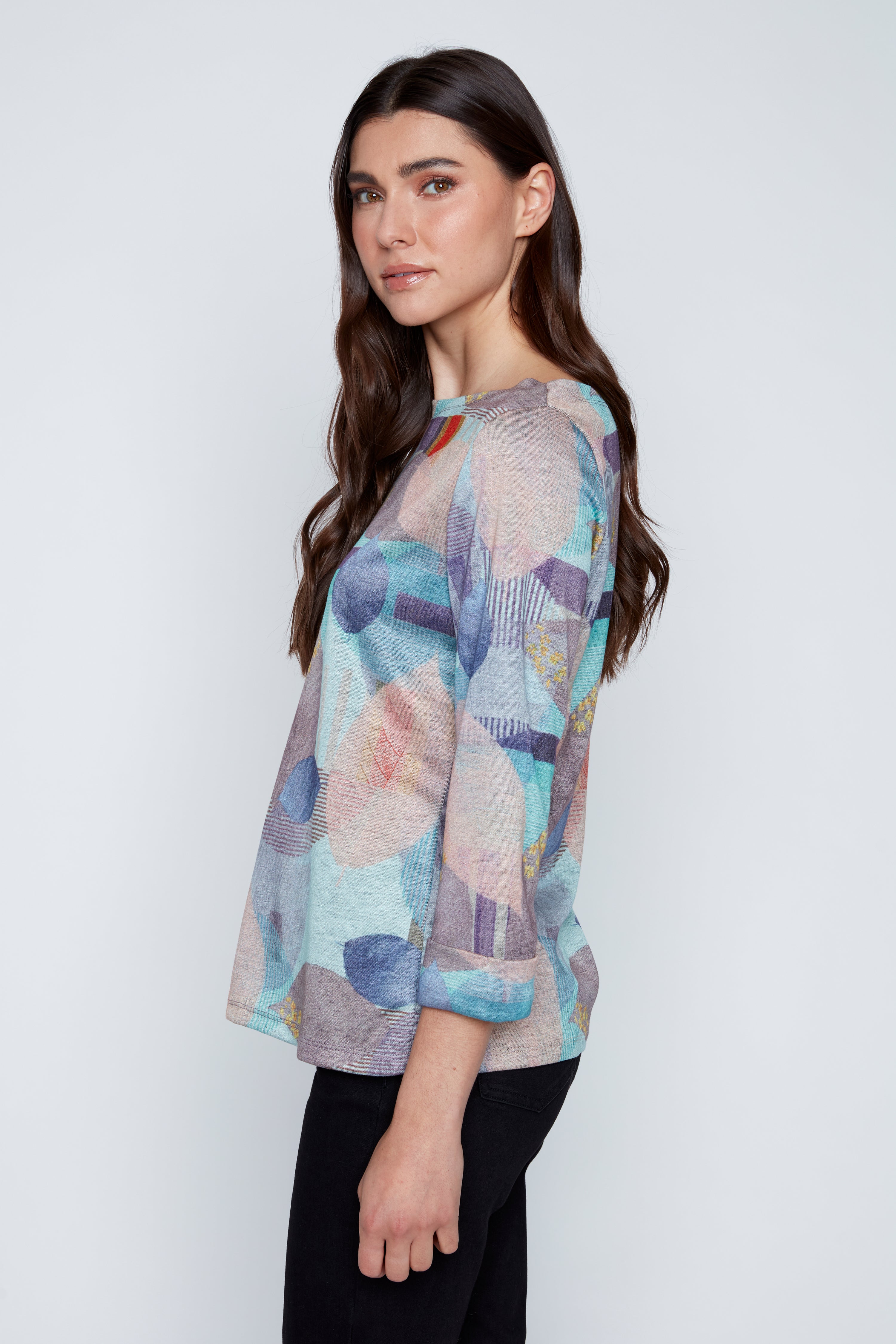 Printed double knit top