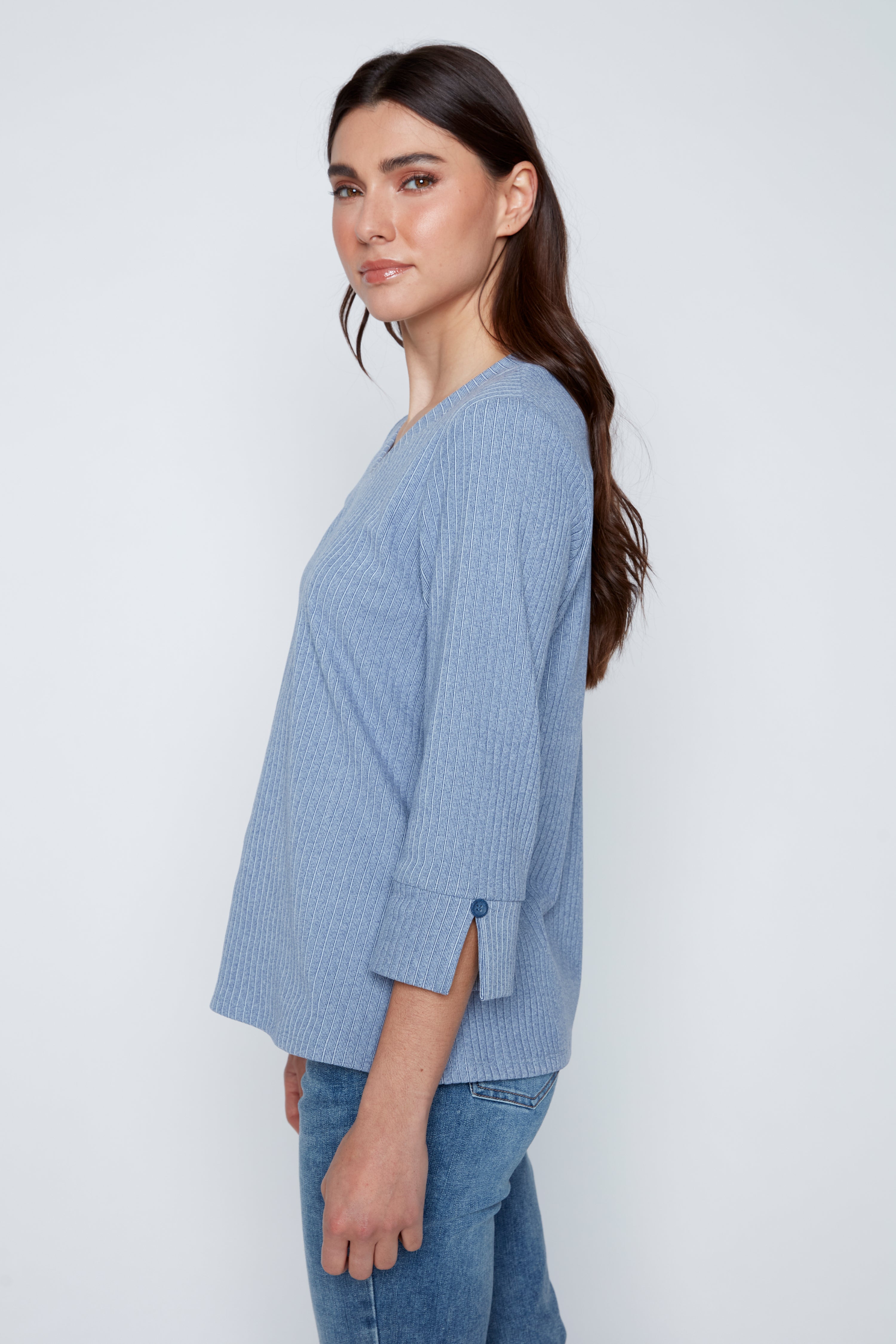 Solid rib knit top