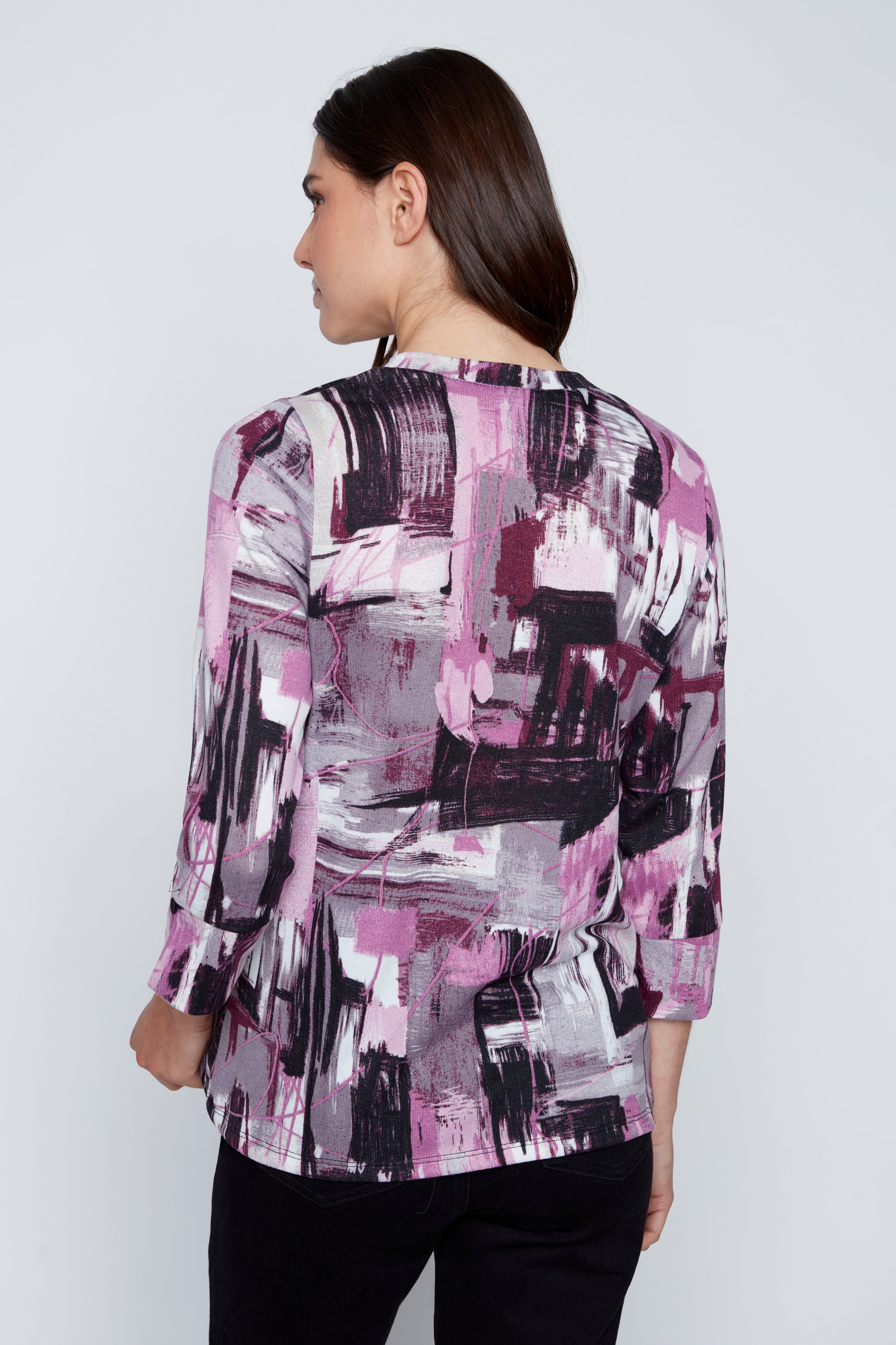 Printed sweater knit top