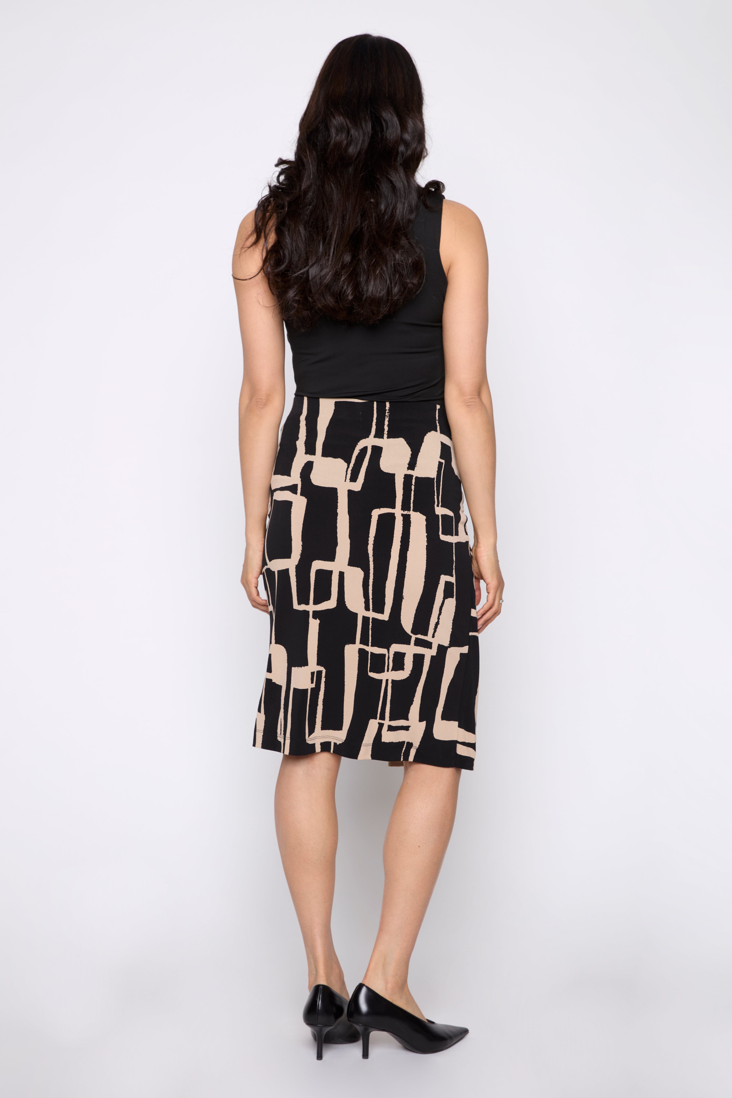 Knot front graphic print skirt