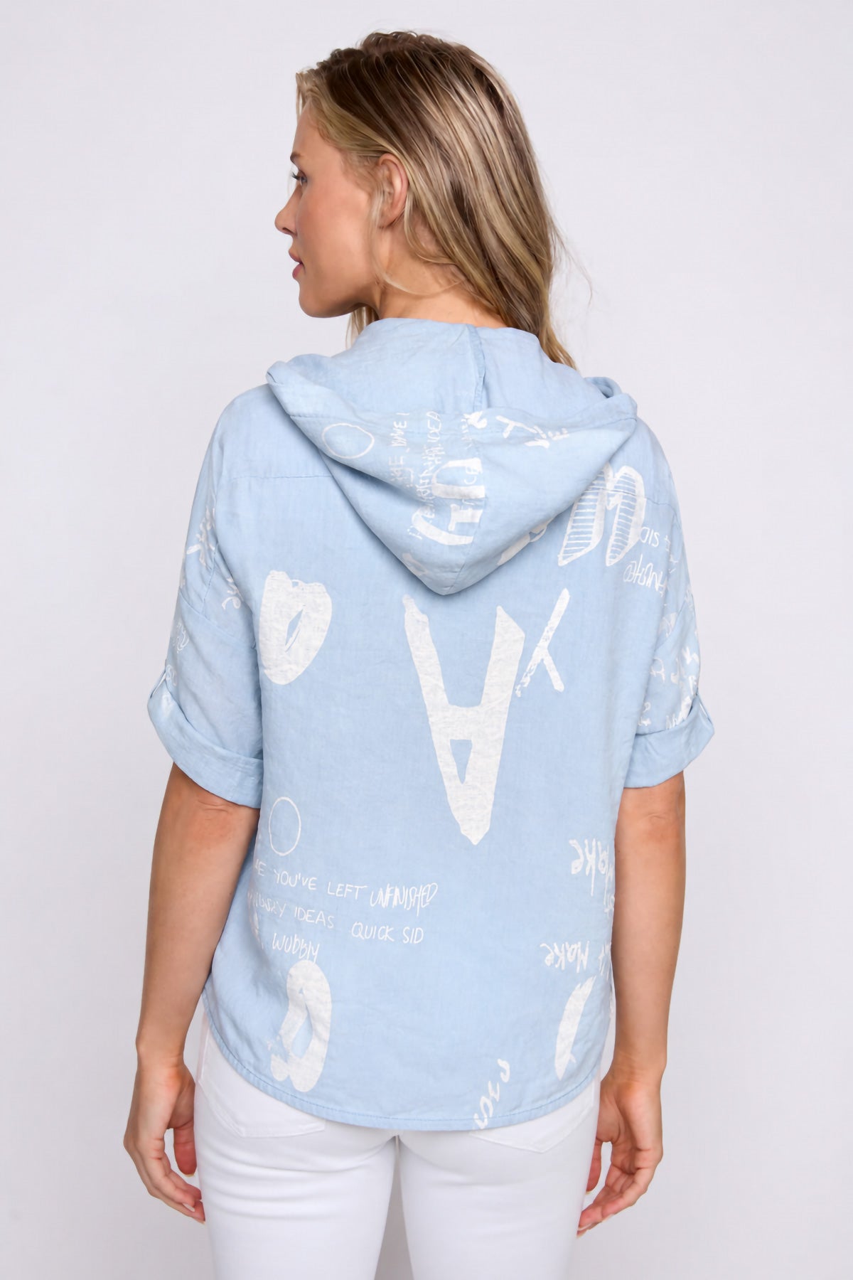 Alphabet print hoodie blouse