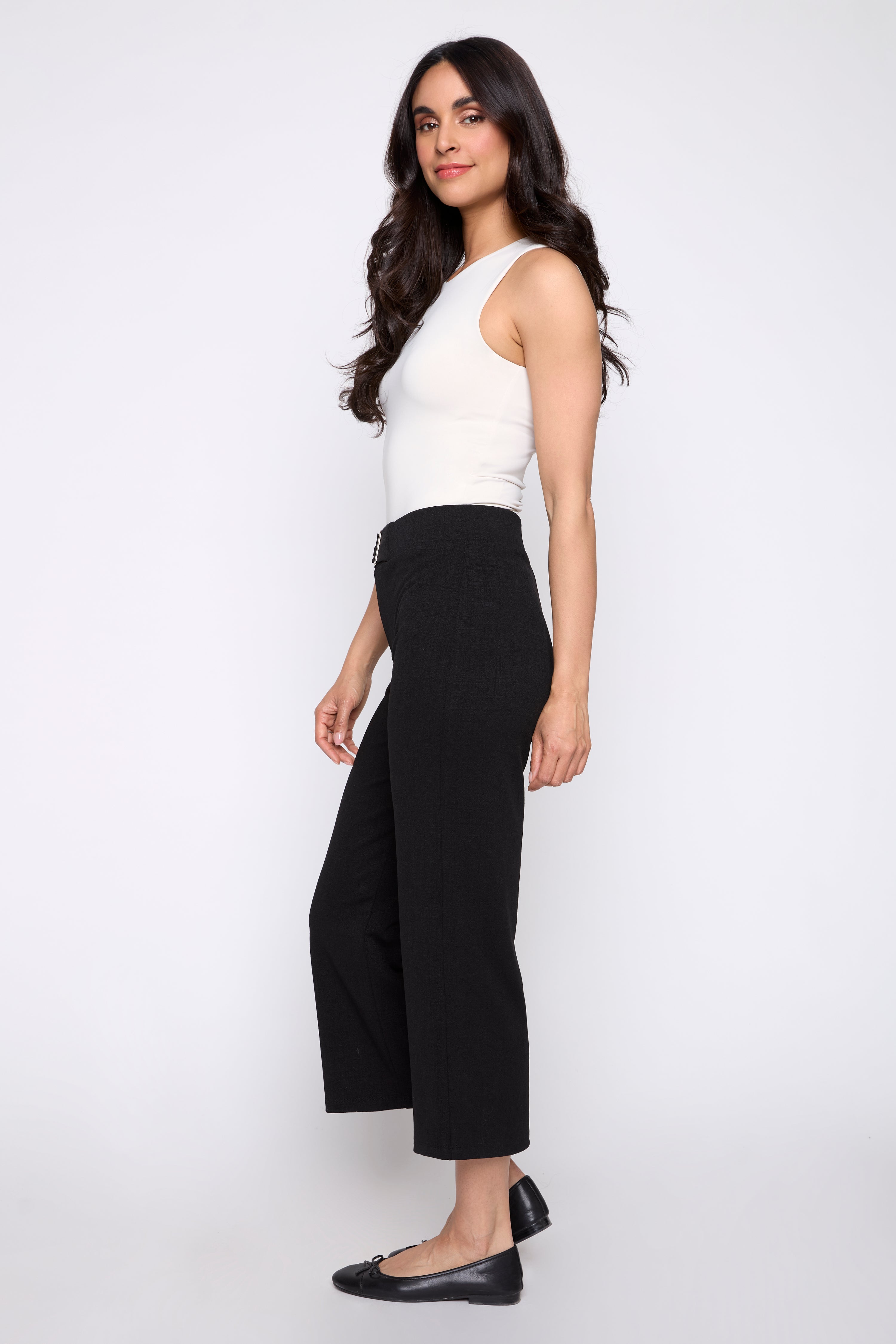 Crinkle pant with buckle