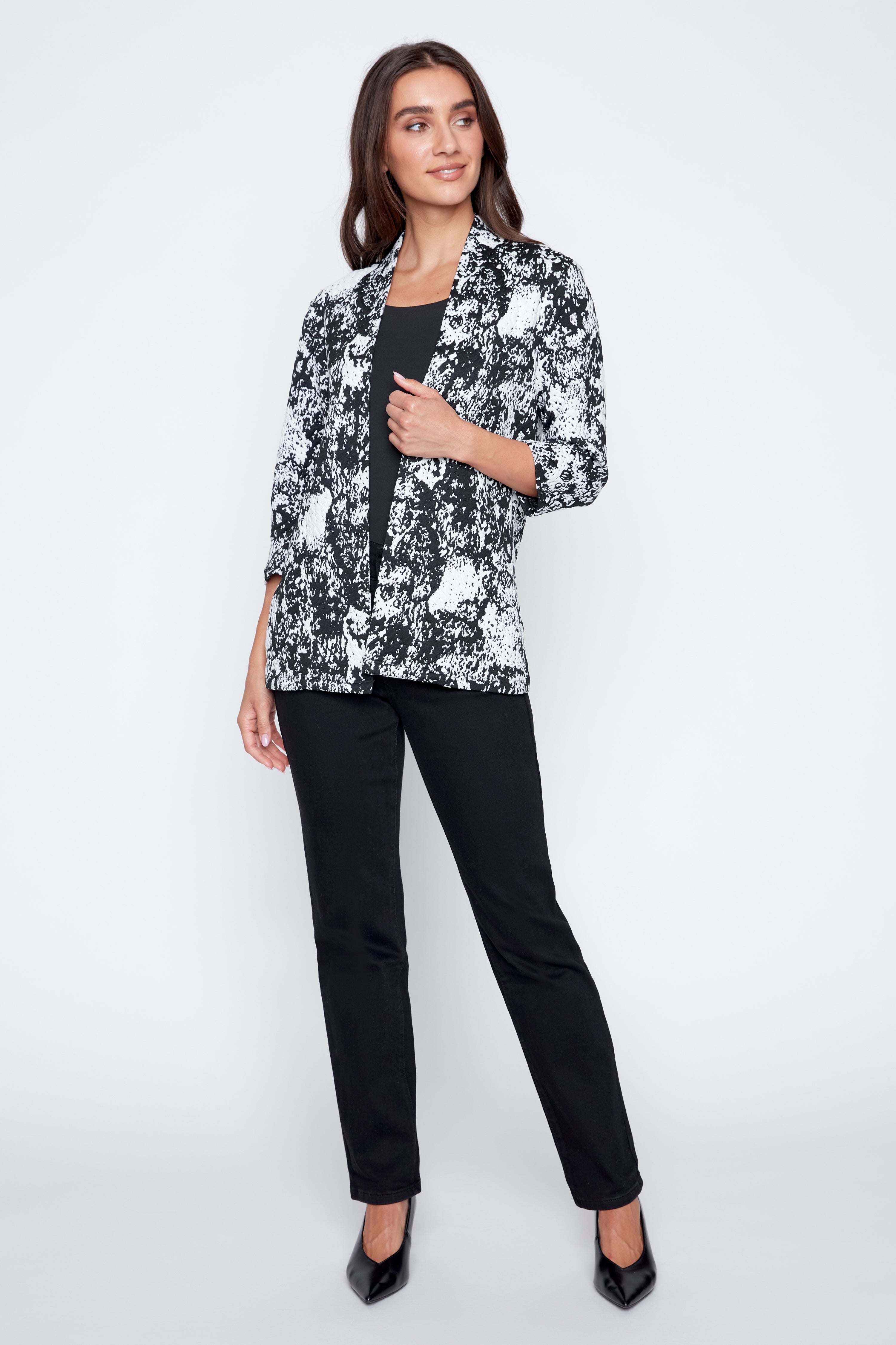 Jacquard knit cardigan