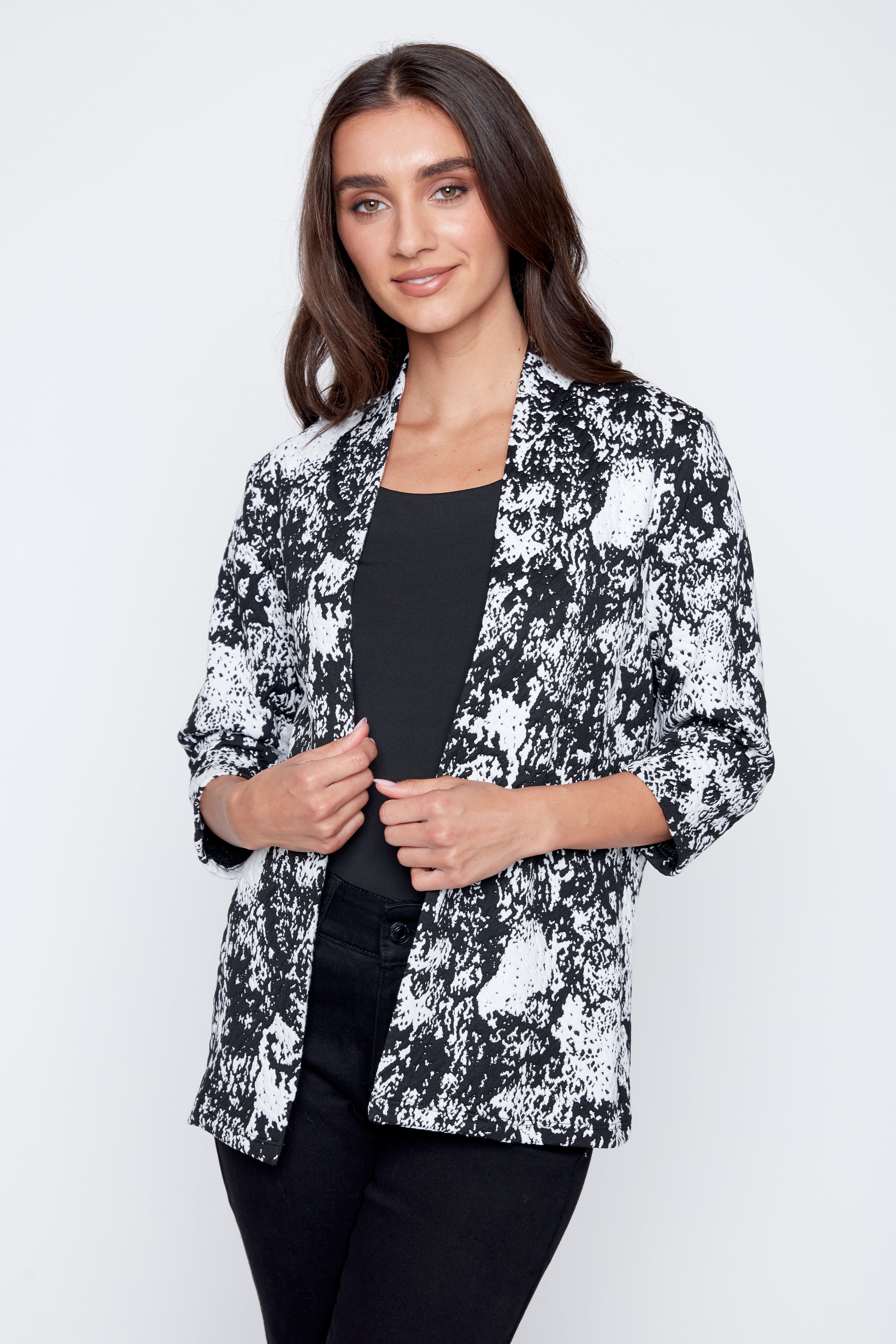 Jacquard knit cardigan