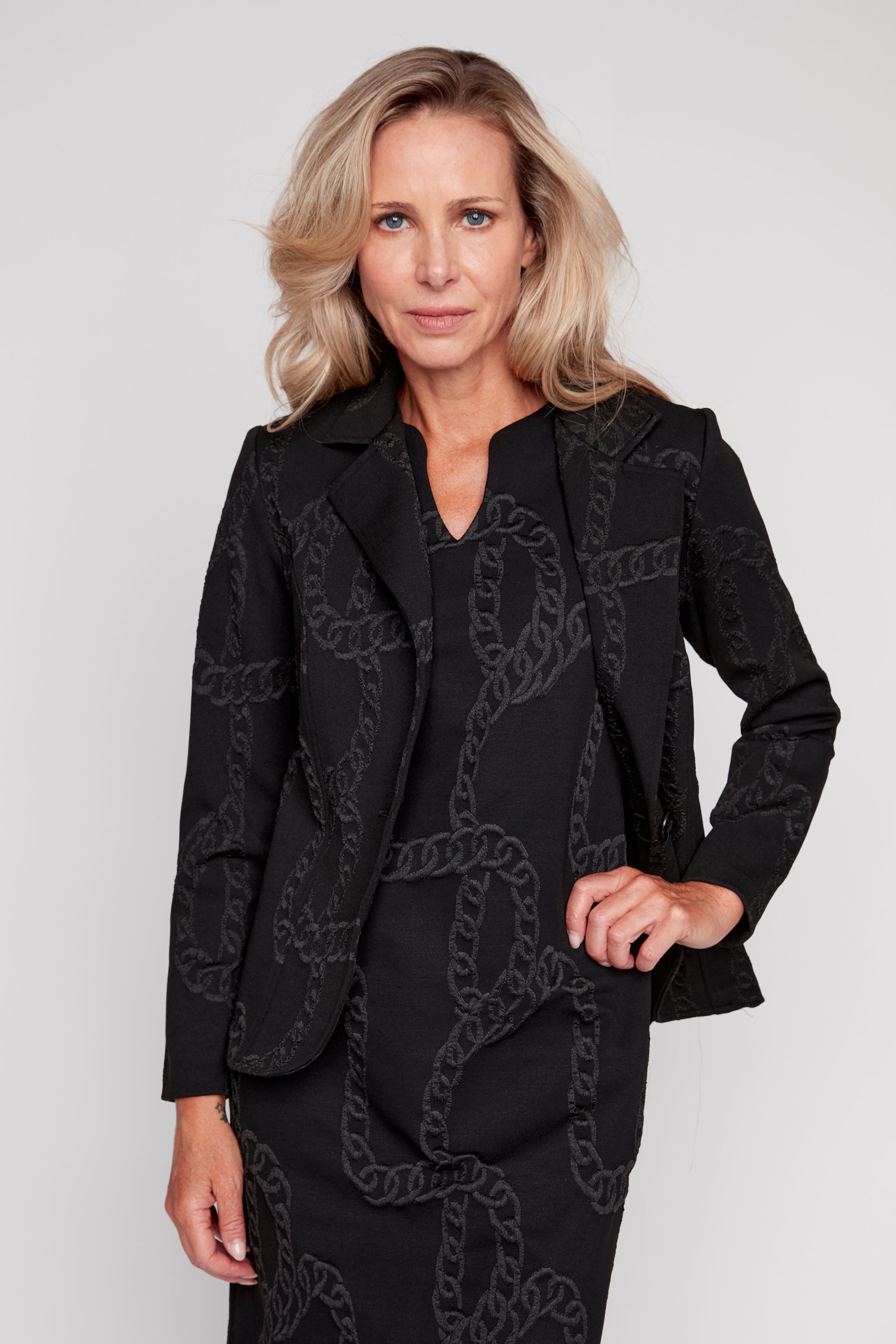 Jacquard notch collar blazer