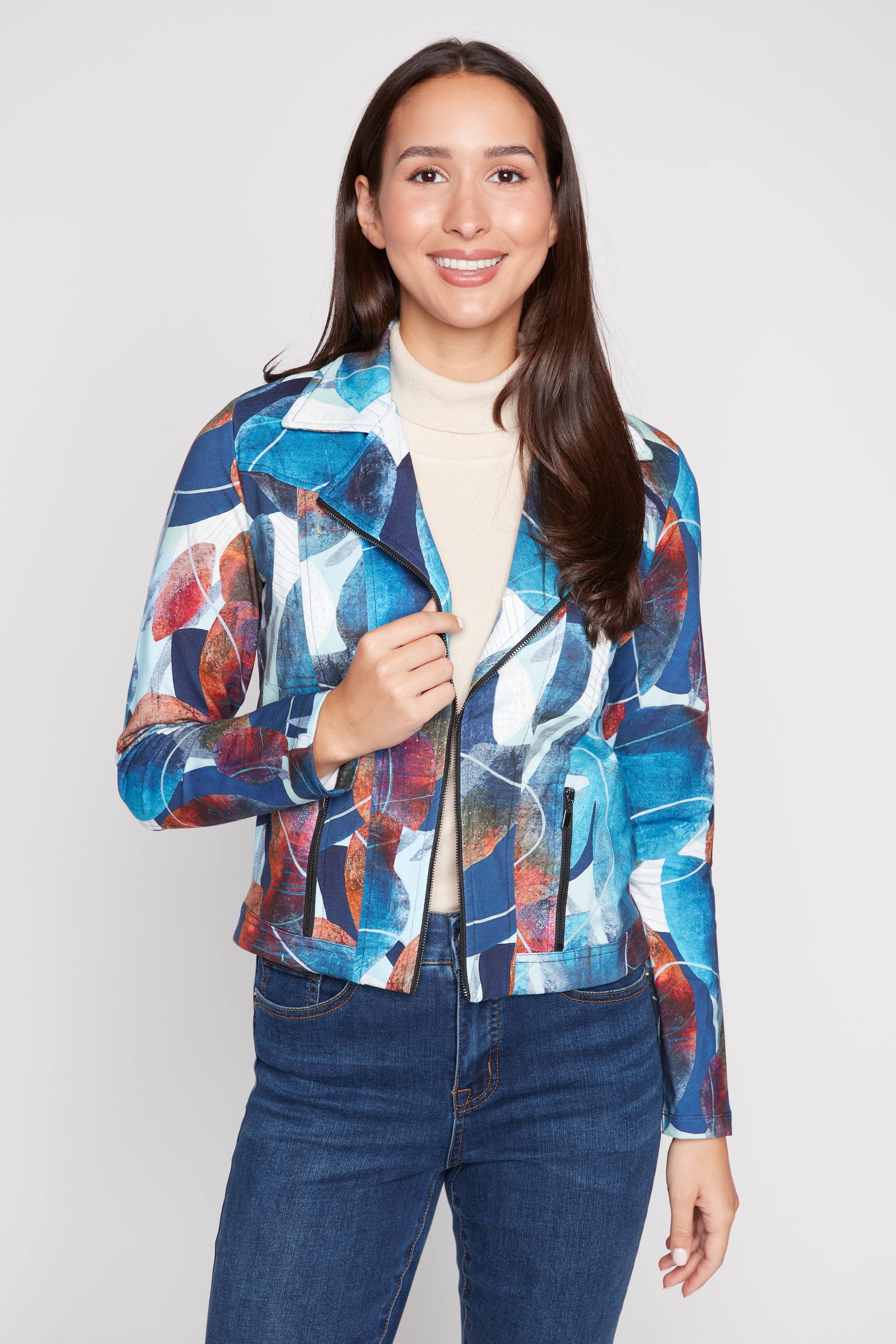 Leaf print blazer