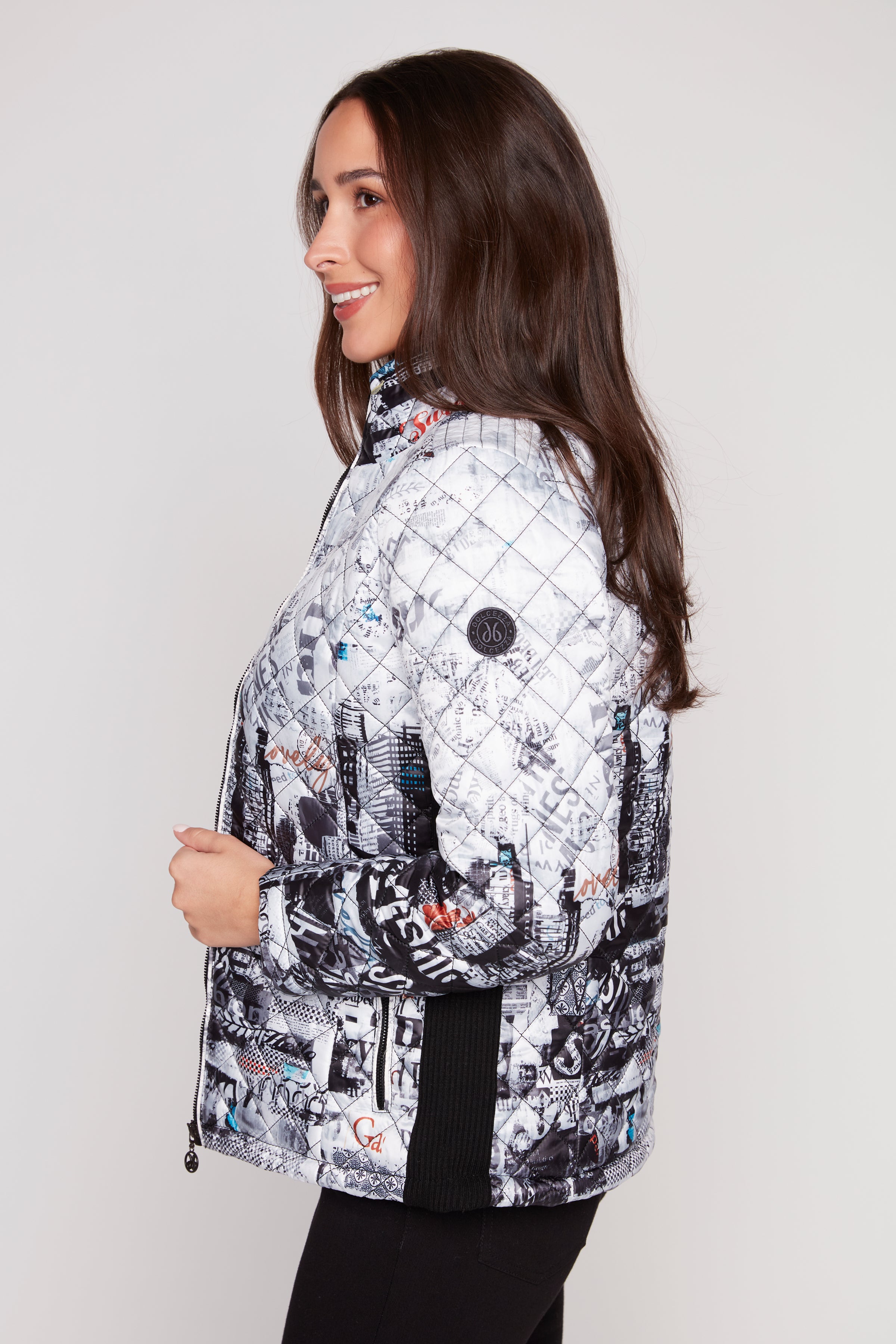 City print diamond quilt jacket