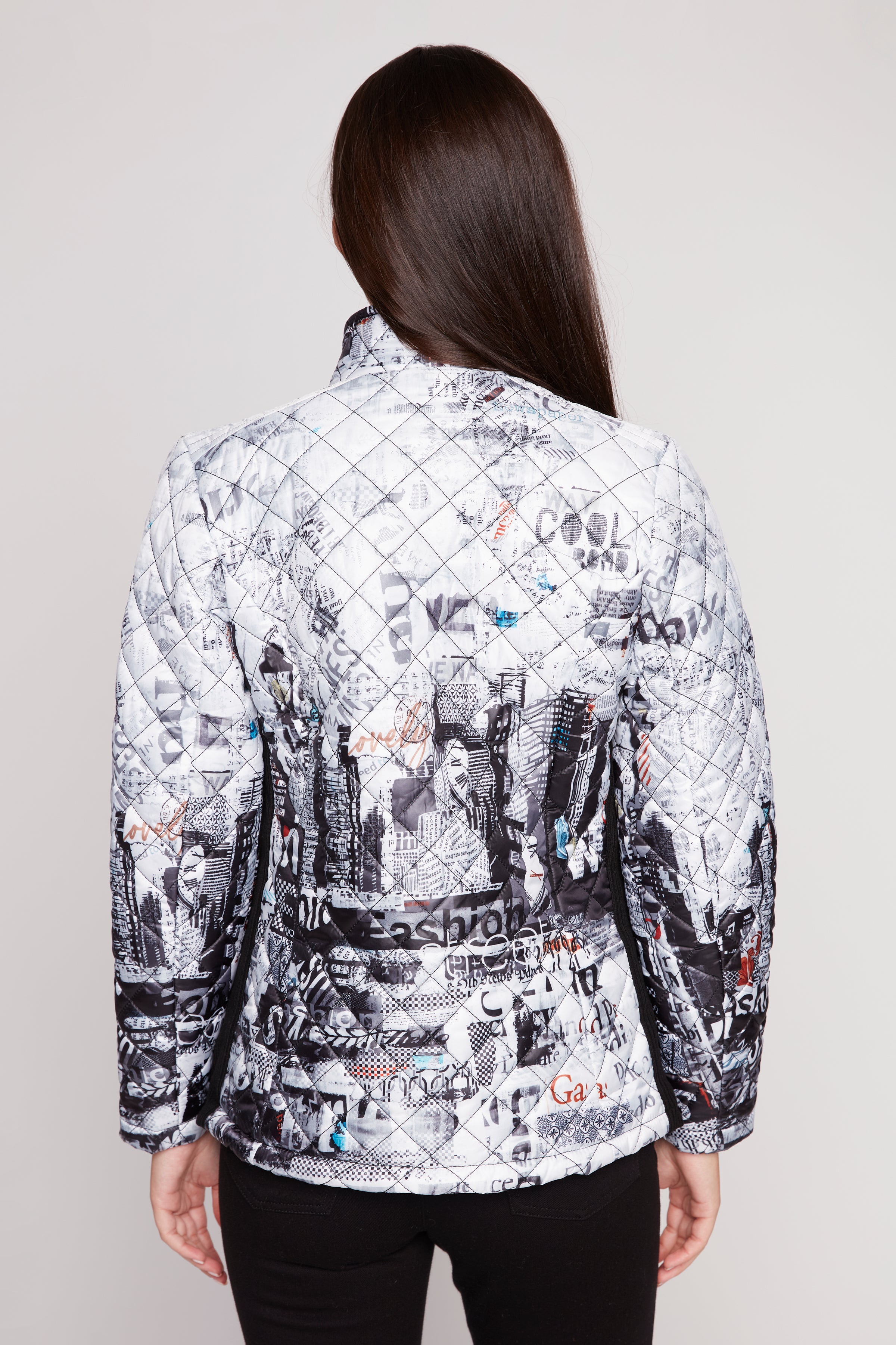 City print diamond quilt jacket