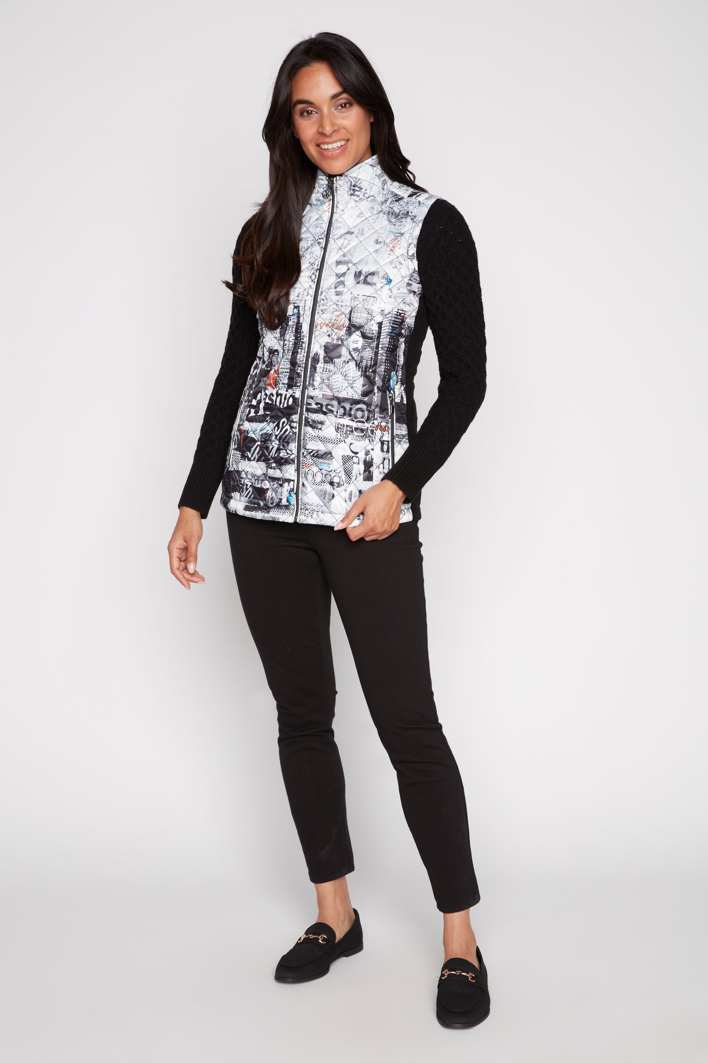 City print diamond quilt vest