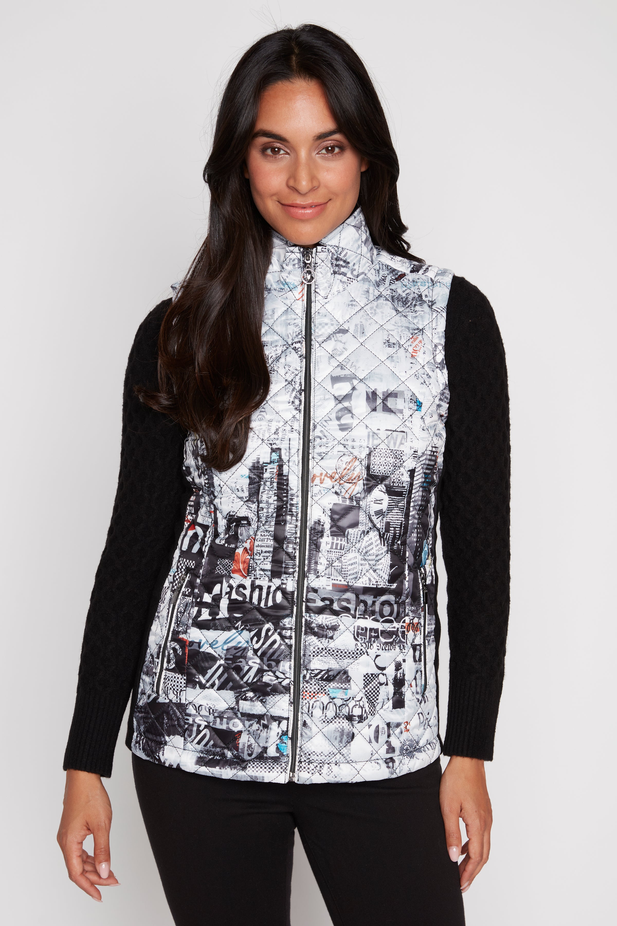 City print diamond quilt vest