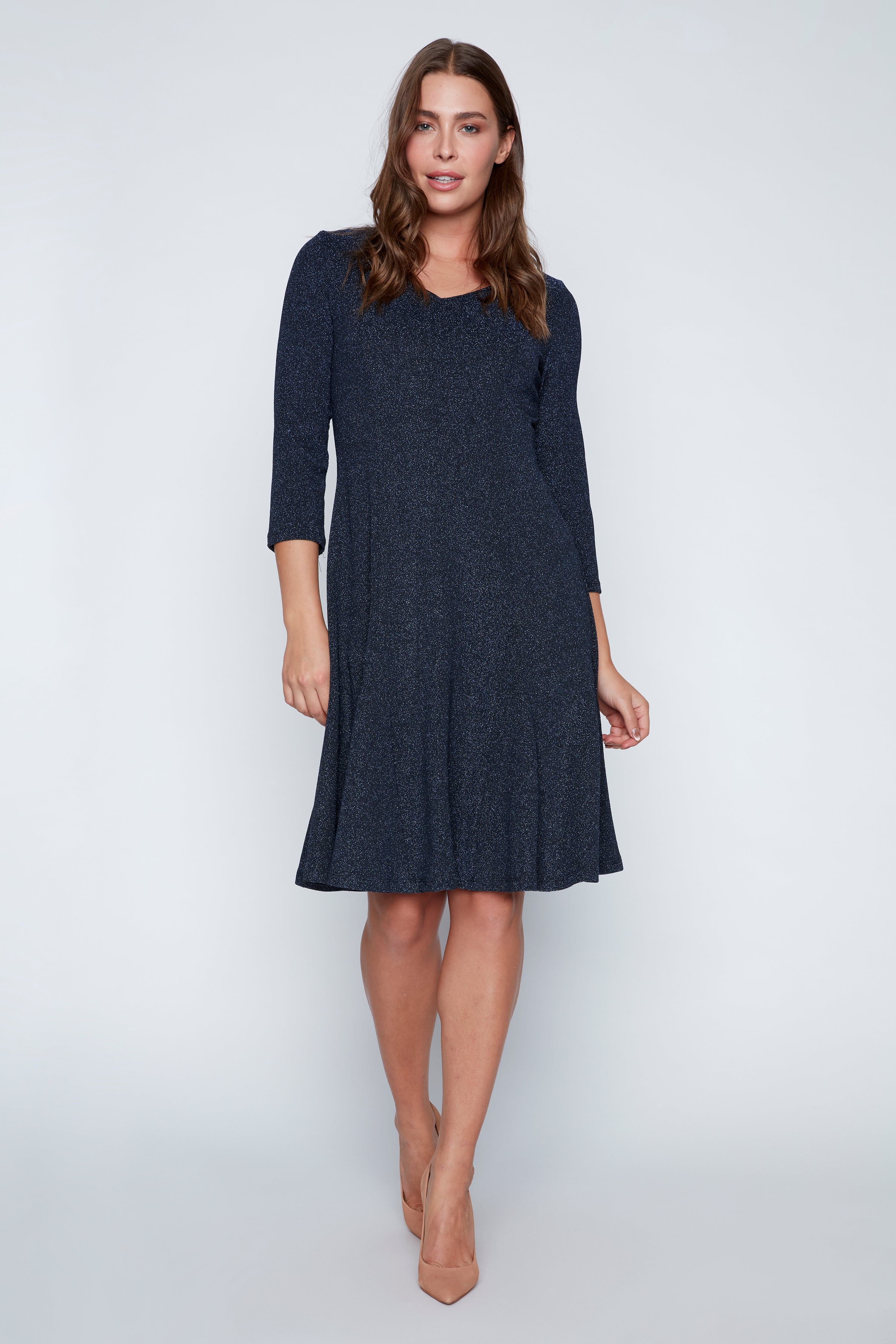 Blue glitter A-line dress