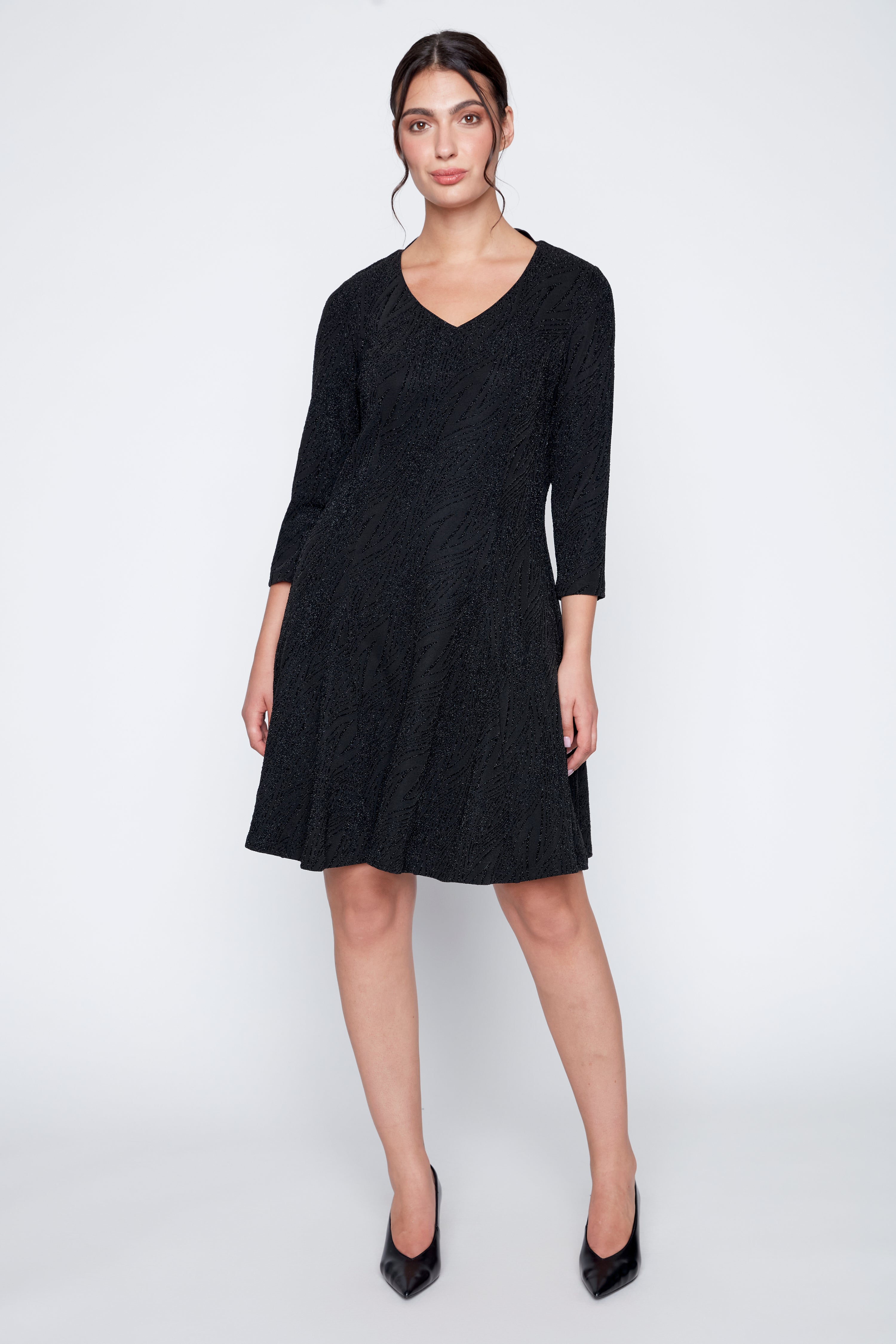 Black glitter A-line dress