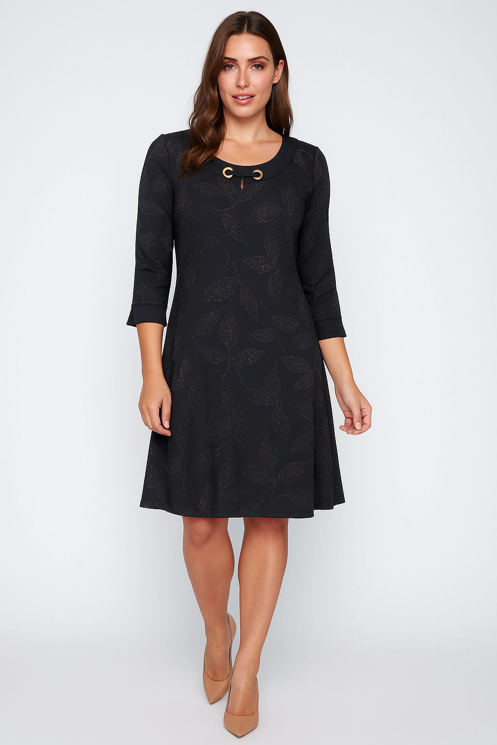 Glitter dress with eyelet detail