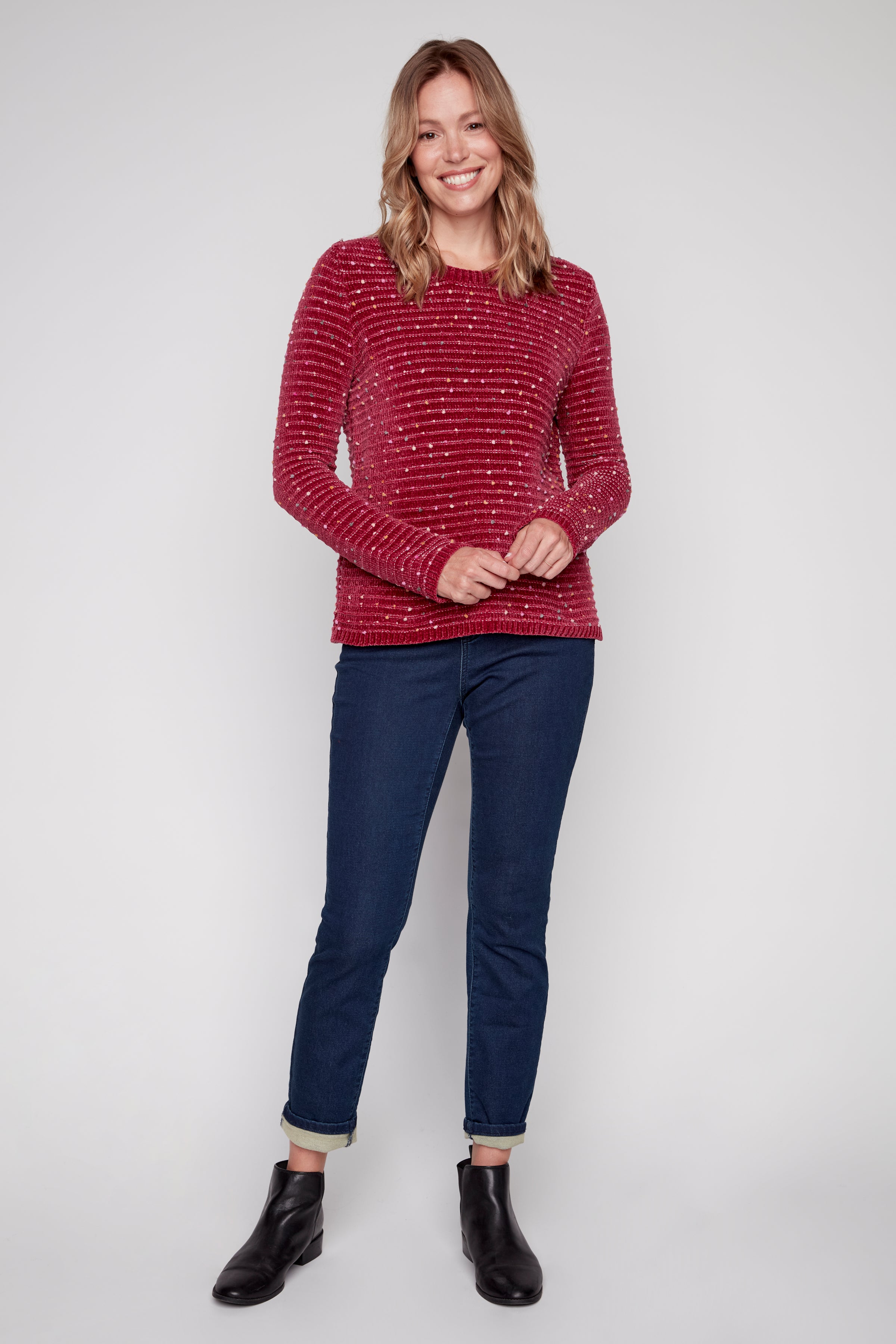 Chenille speckled sweater