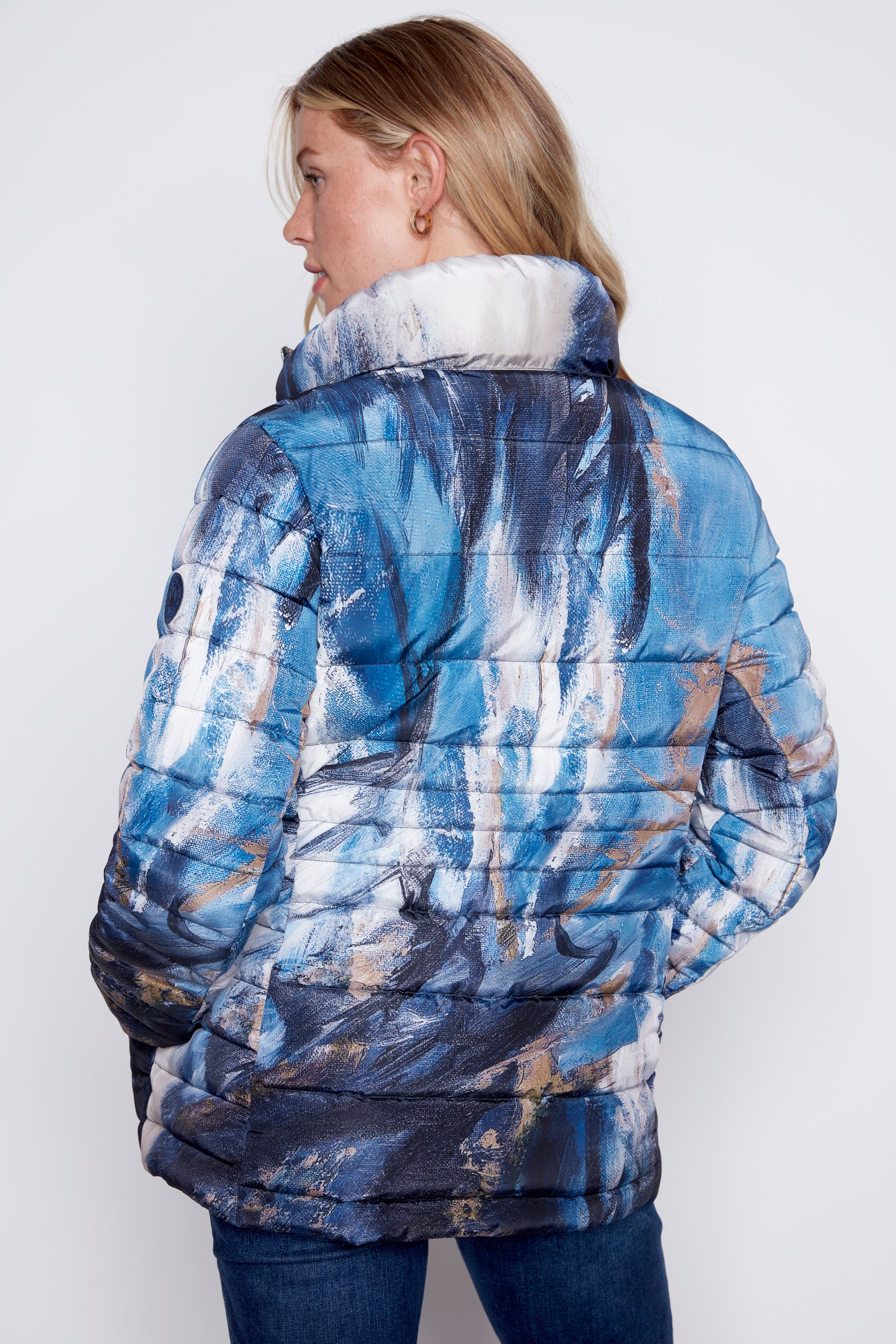 La veste matelassée à col coussiné imprimé