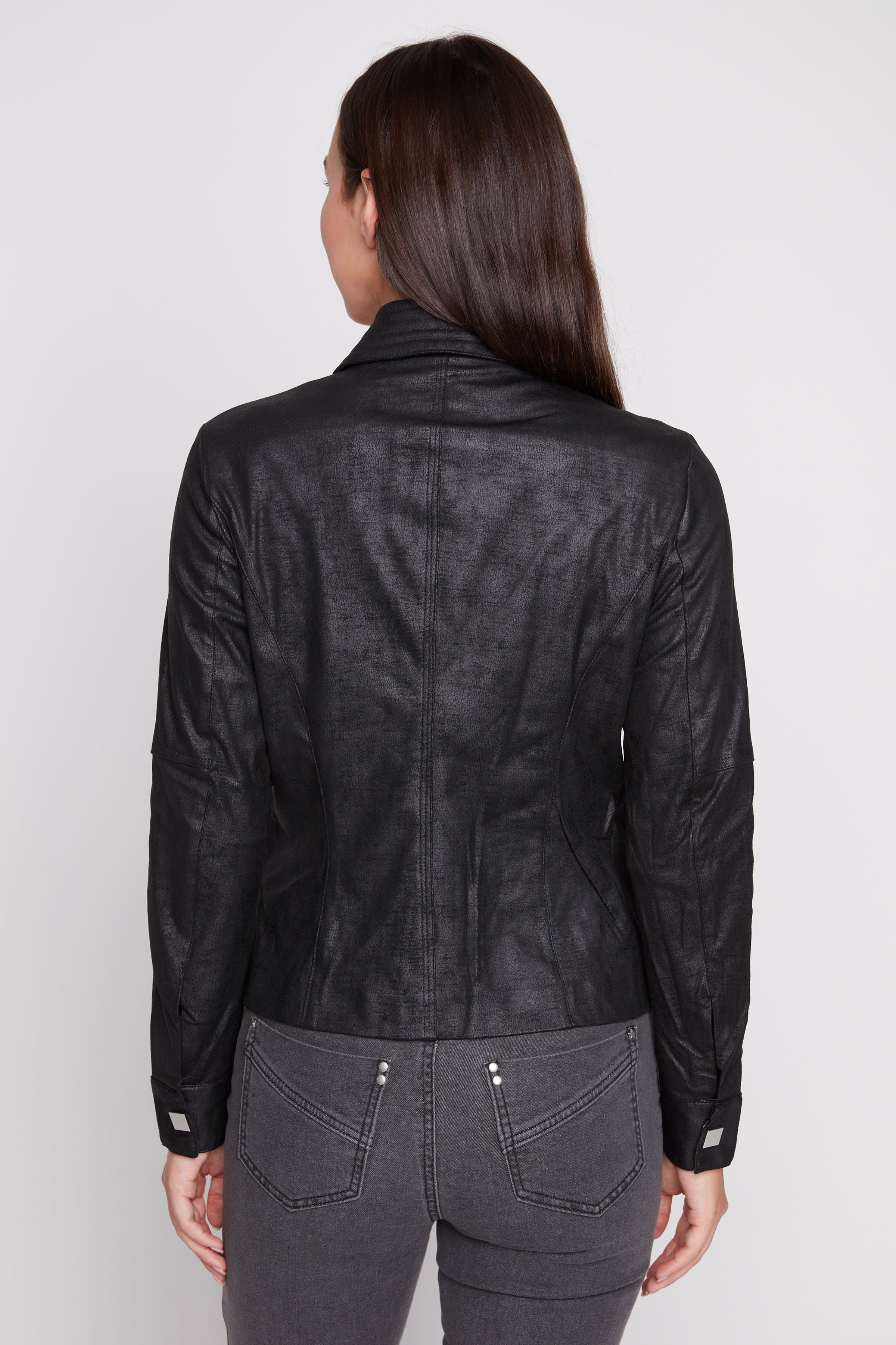 Zip front pleather jacket