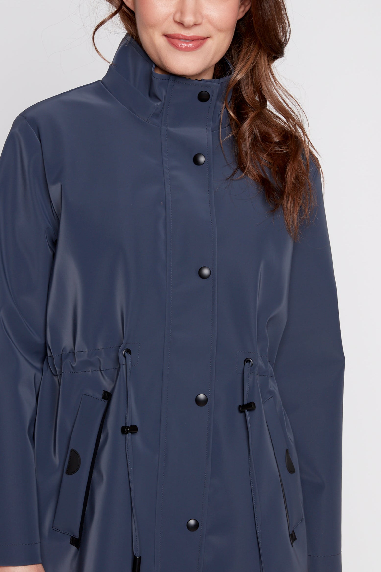 Drawstring waist raincoat