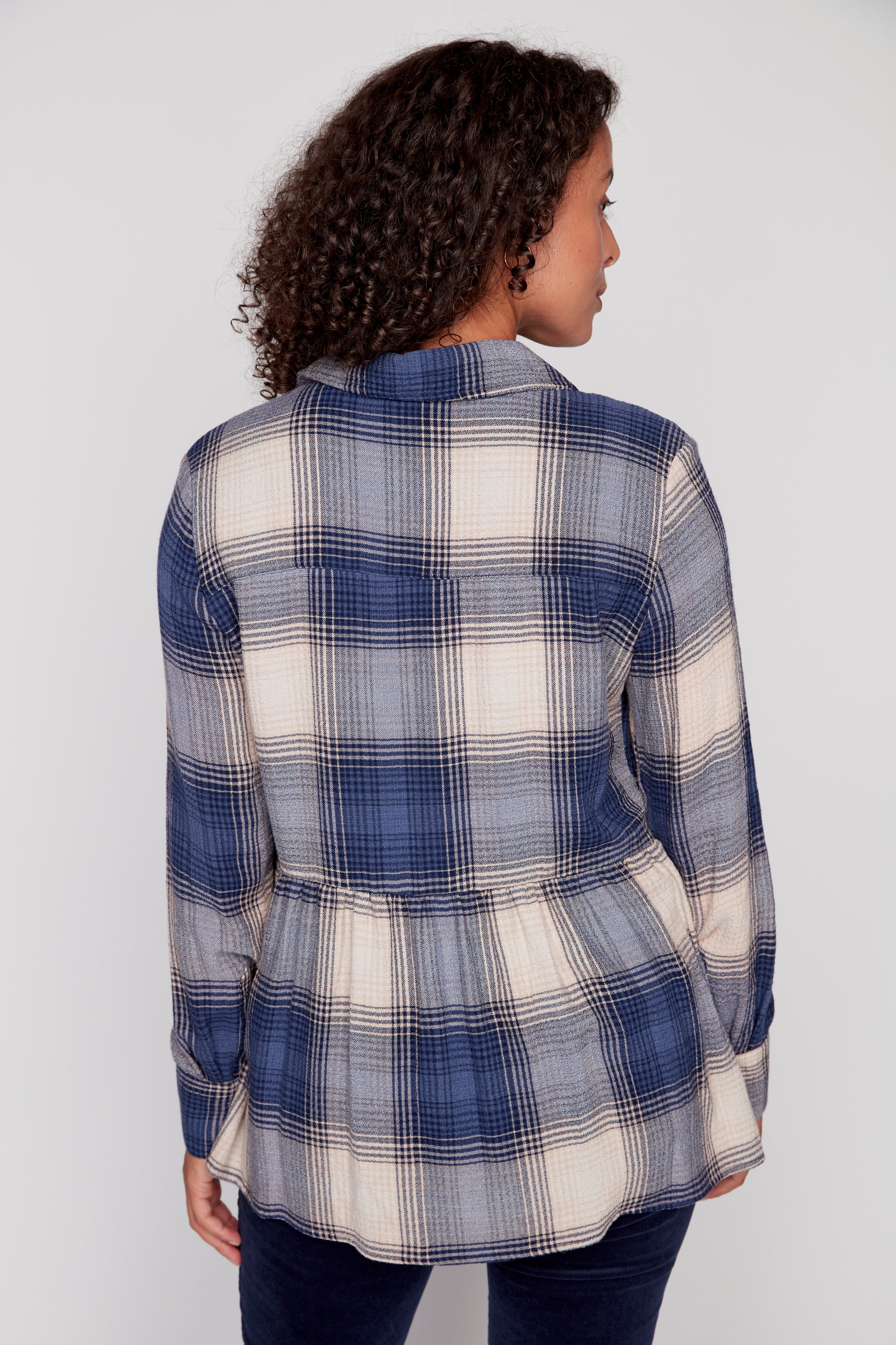 Stretch plaid blouse