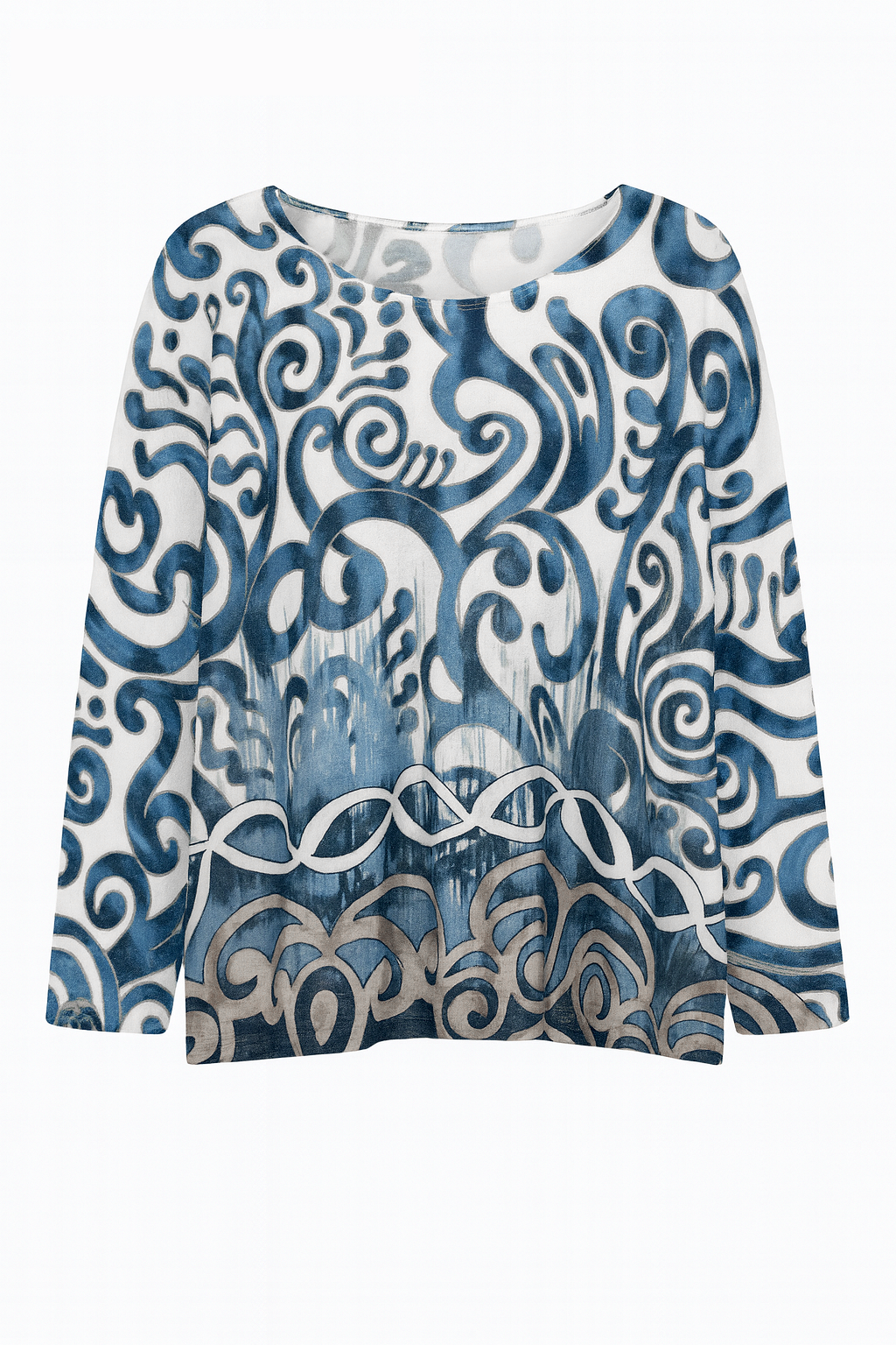 Blue ombre swirl print top