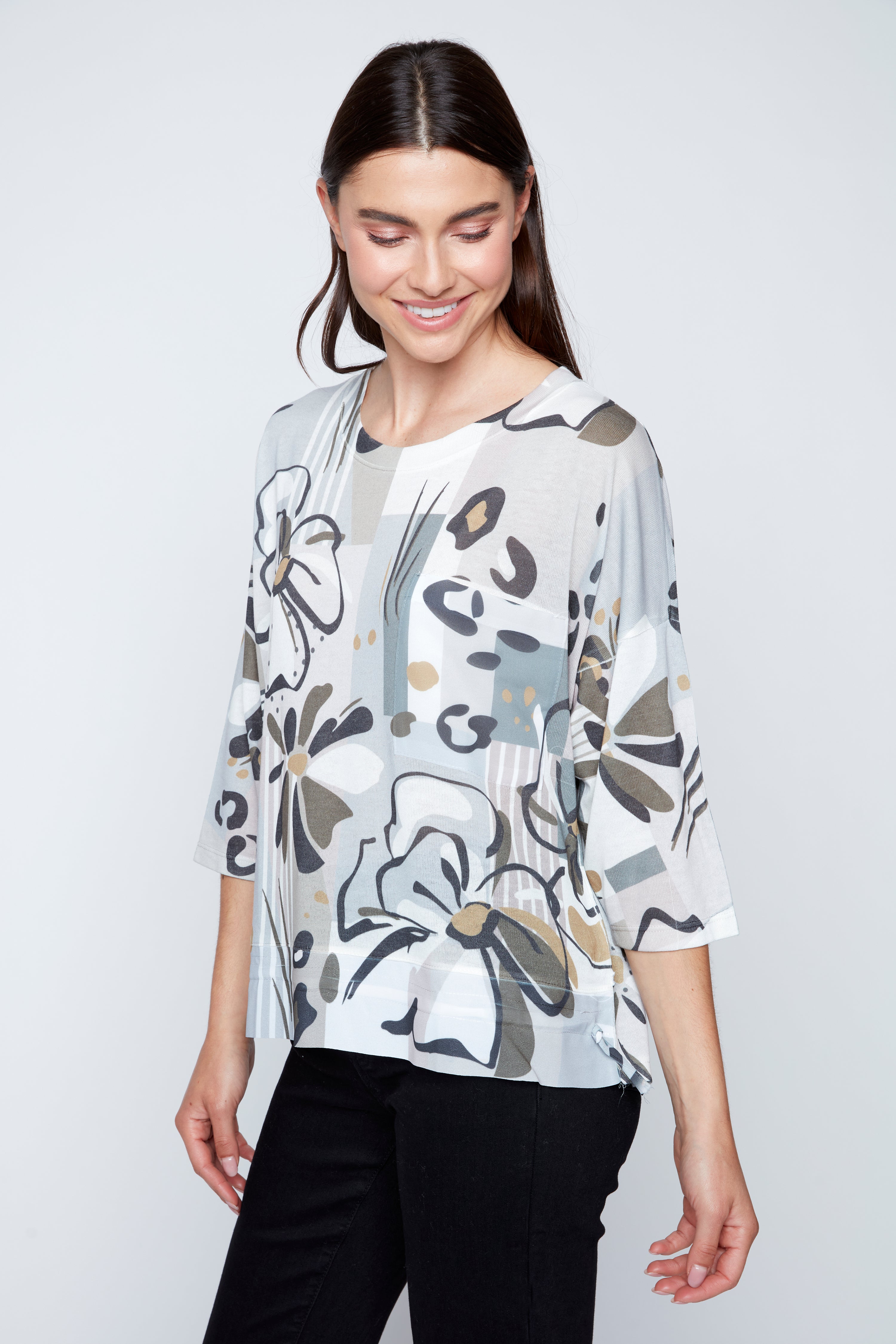 Abstract floral print top