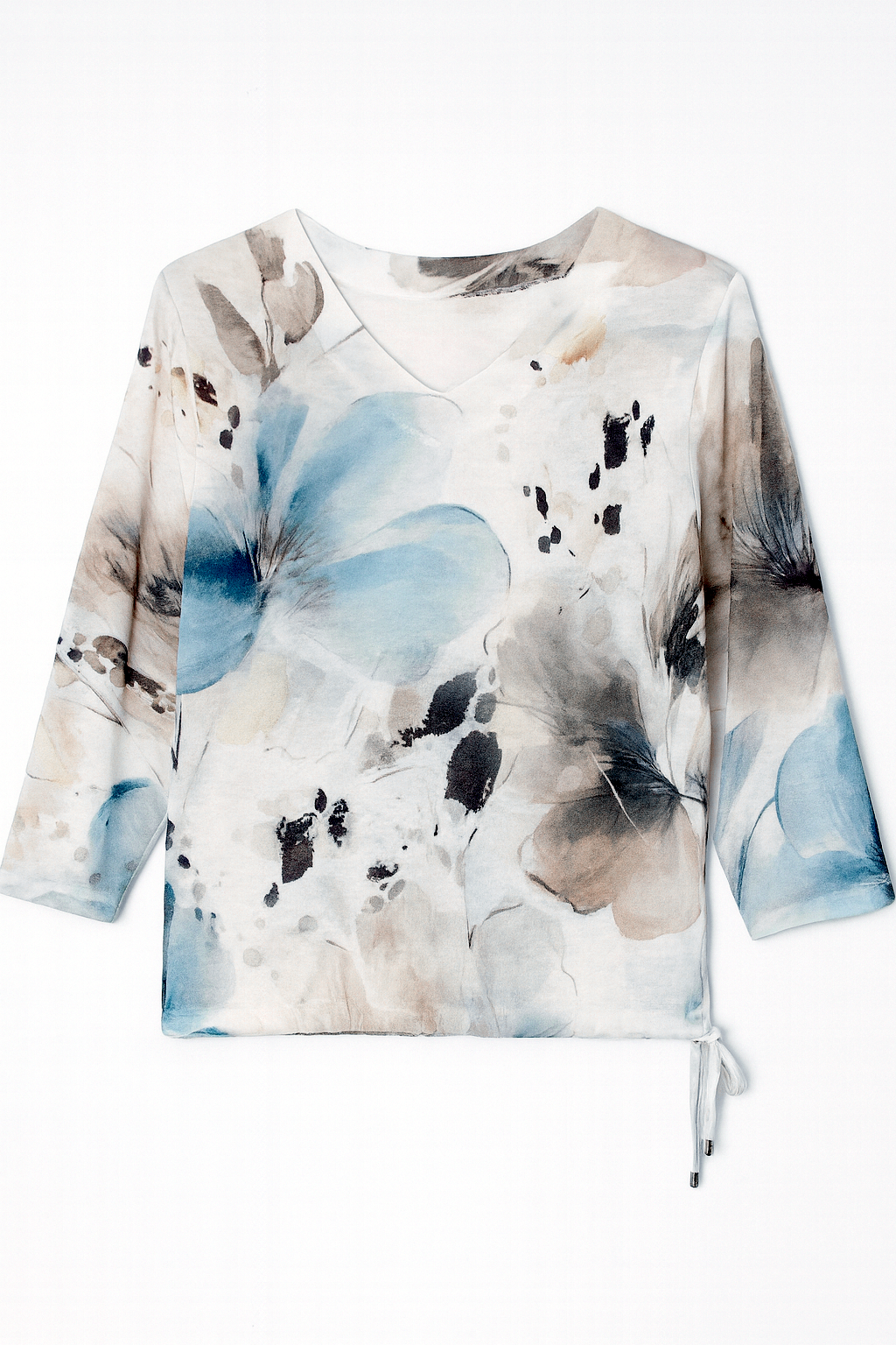 Floral print chiffon trim top