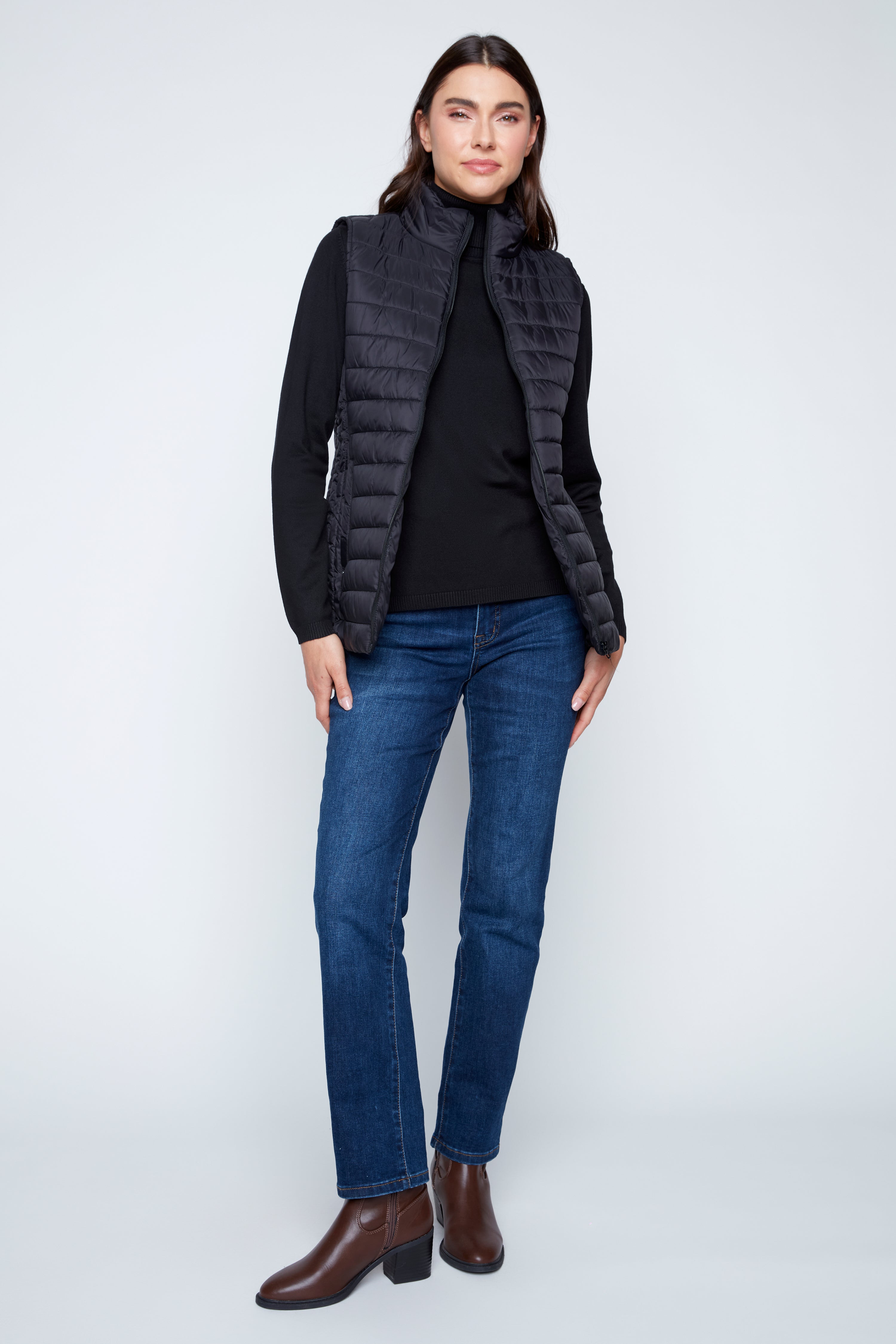Black quilt puffer vest