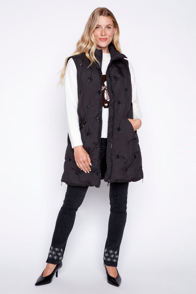 Sequin detail long quilt vest