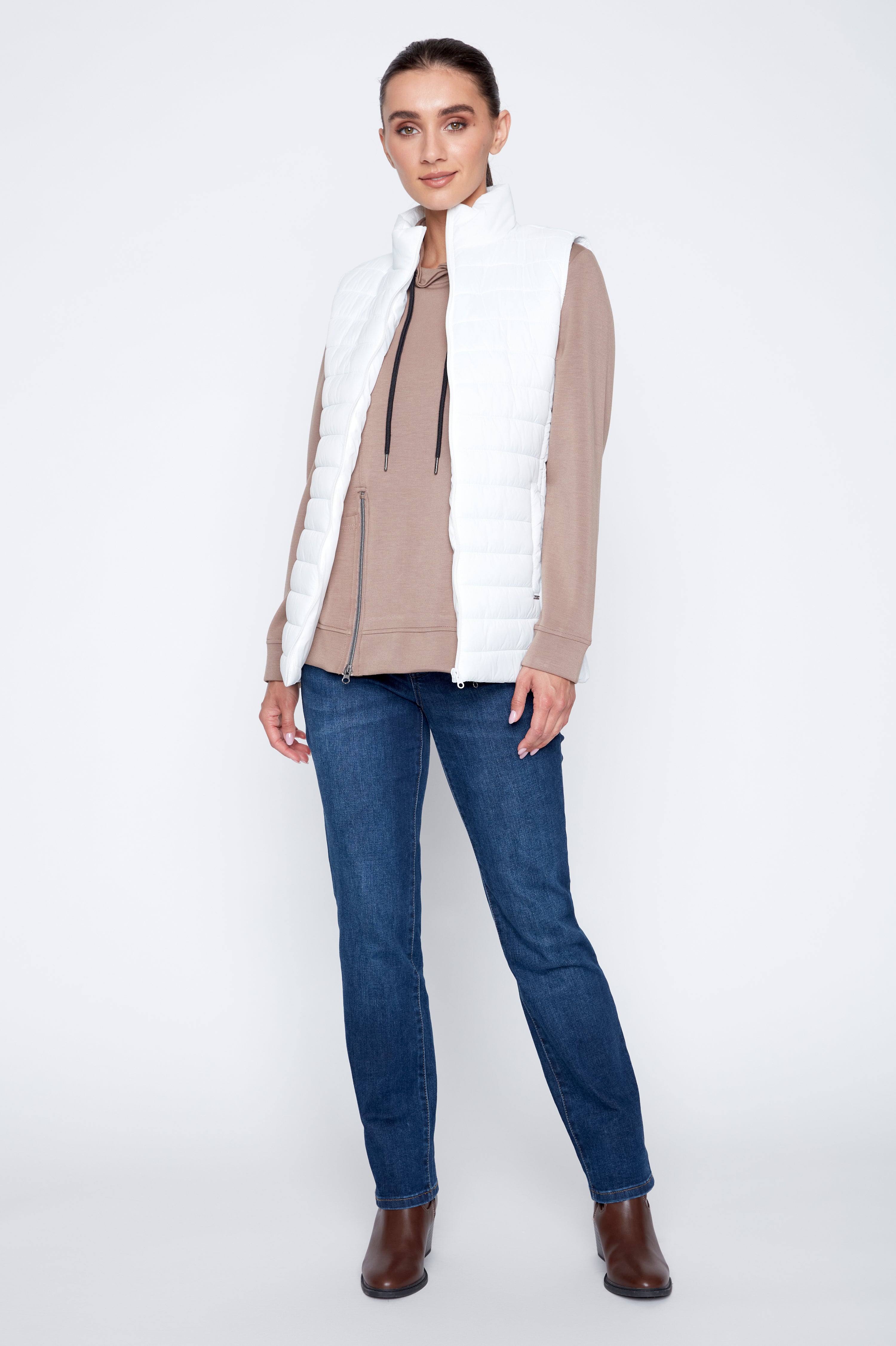 Ivory quilt puffer vest