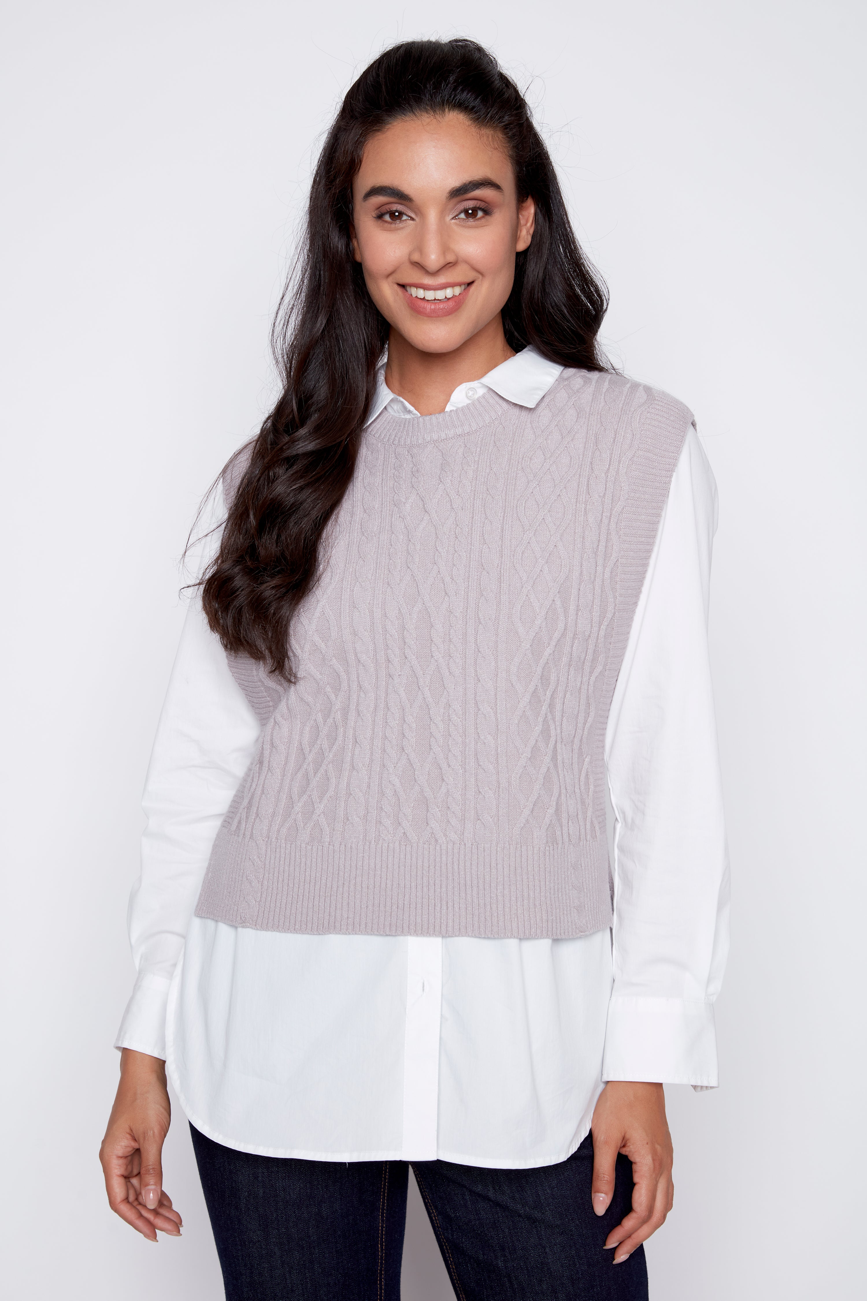 Le gilet pull-over torsadé