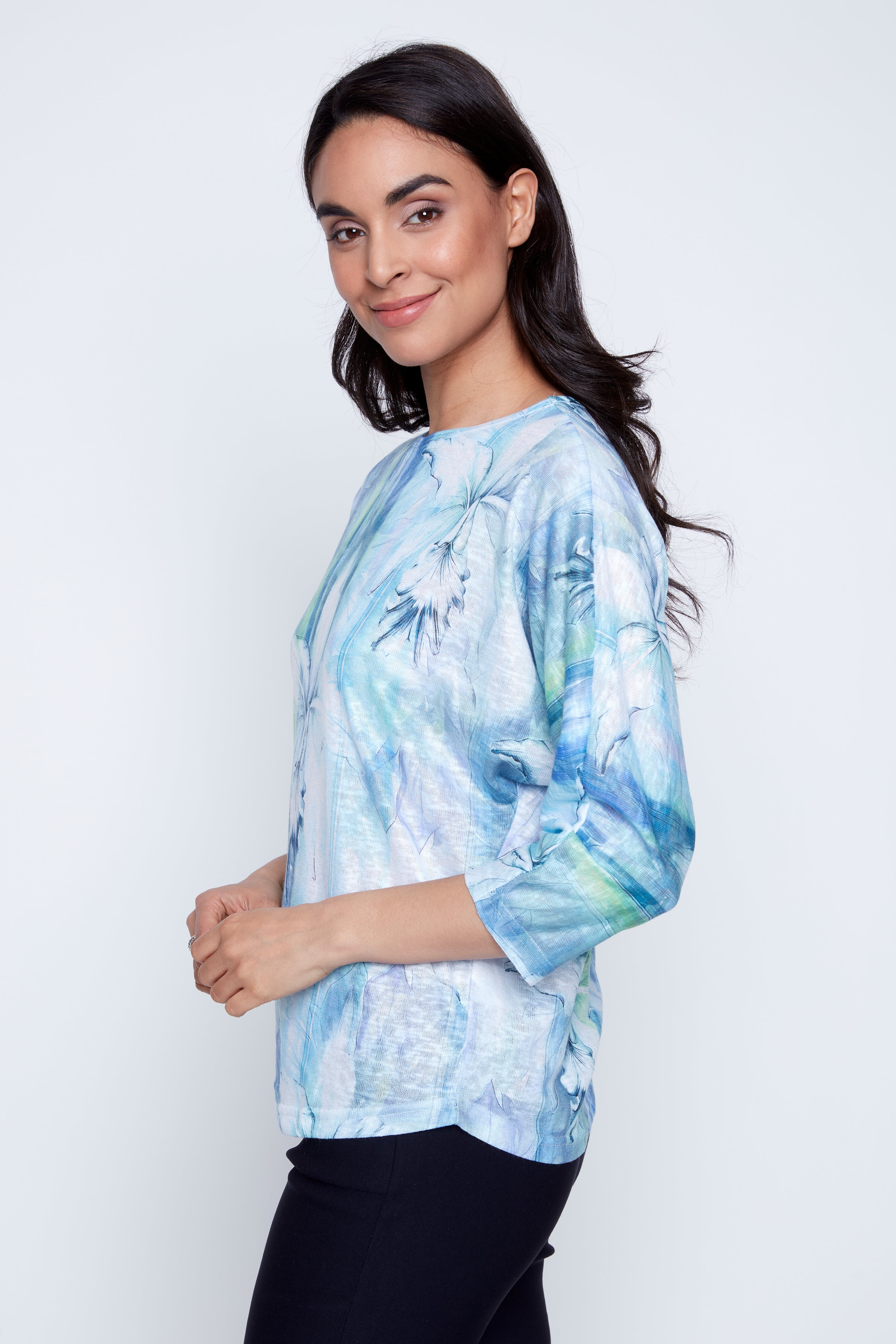 Lilies print knit top