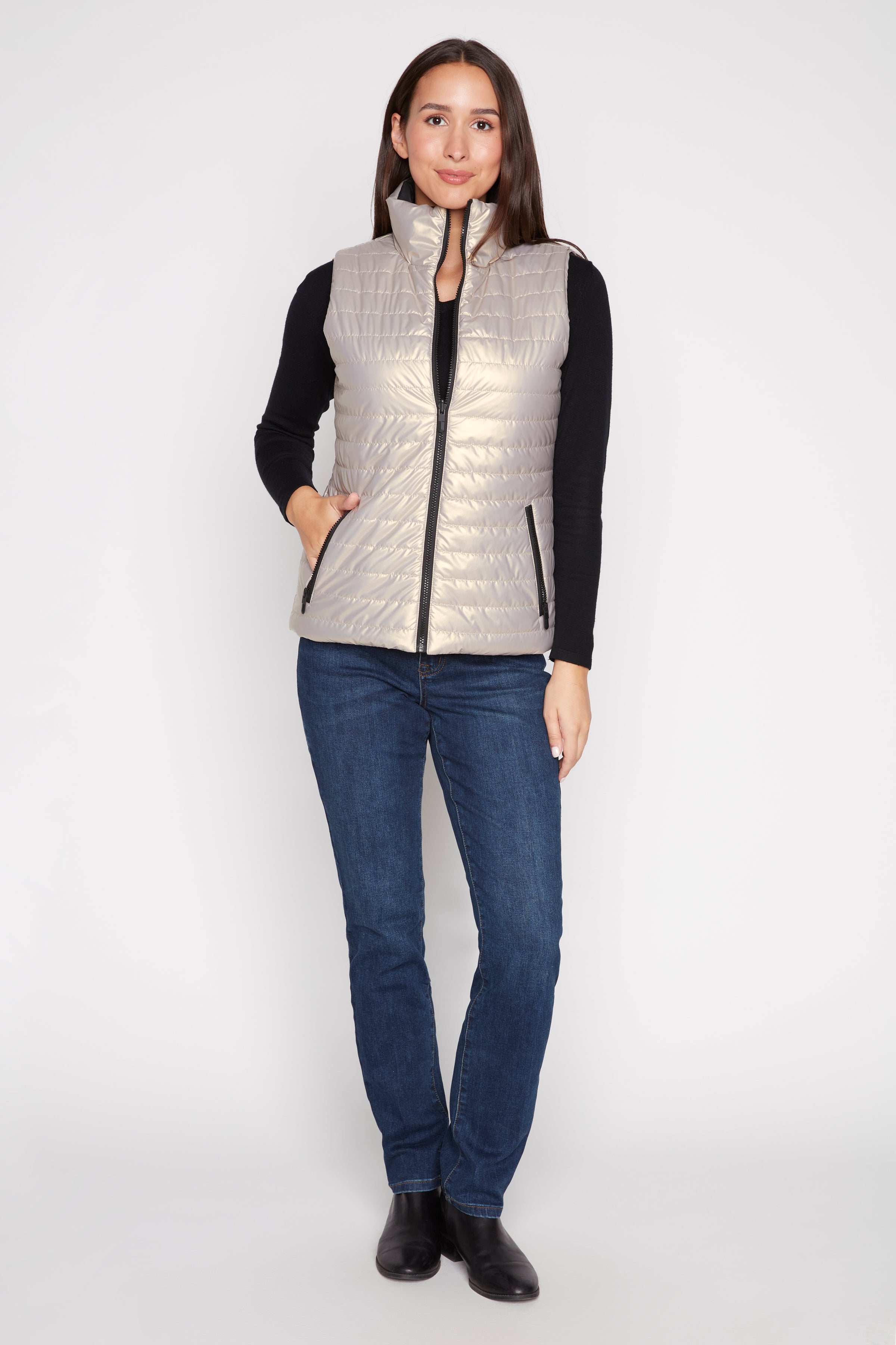 Reversible metallic quilt vest