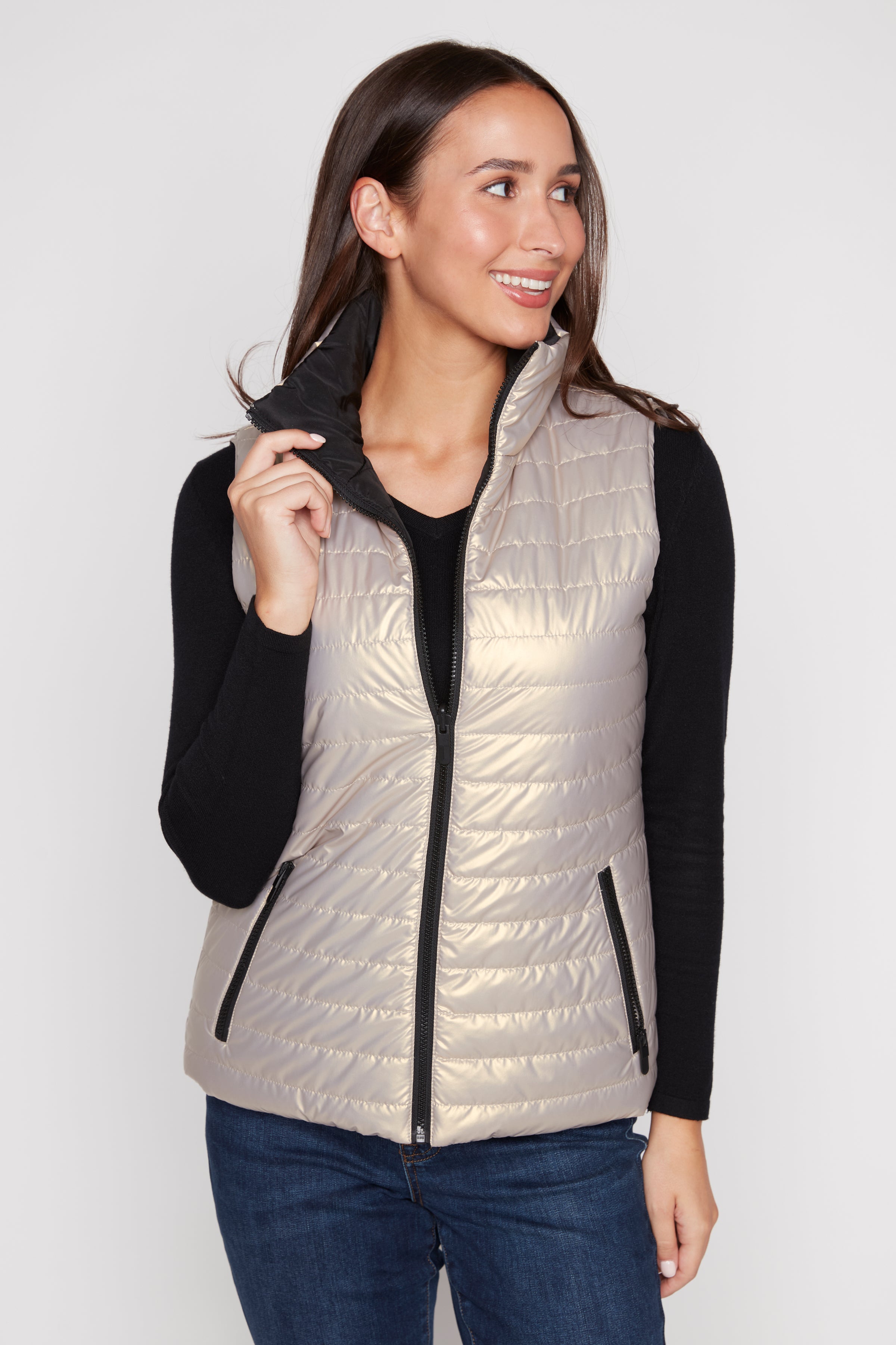 Reversible metallic quilt vest