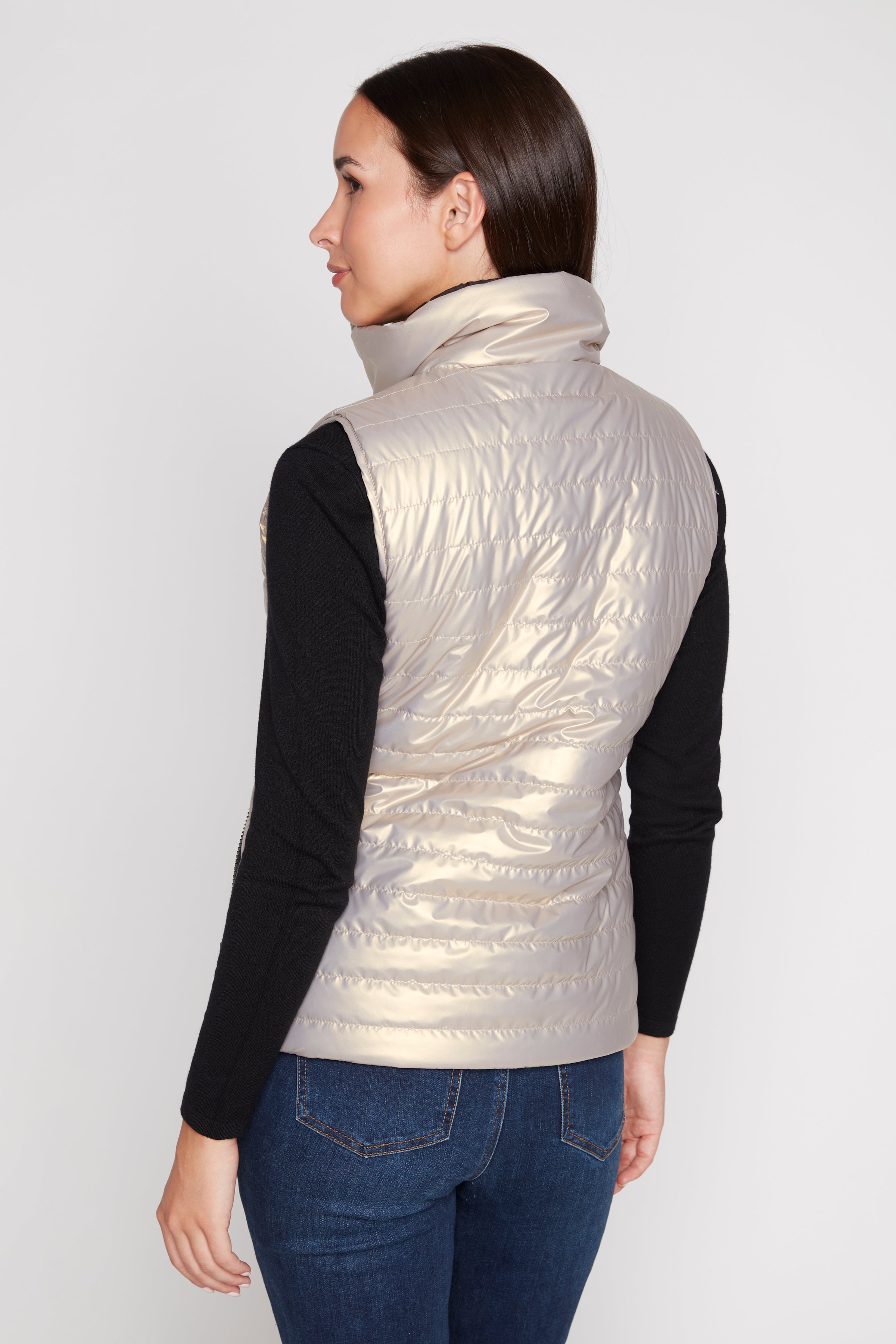 Reversible metallic quilt vest