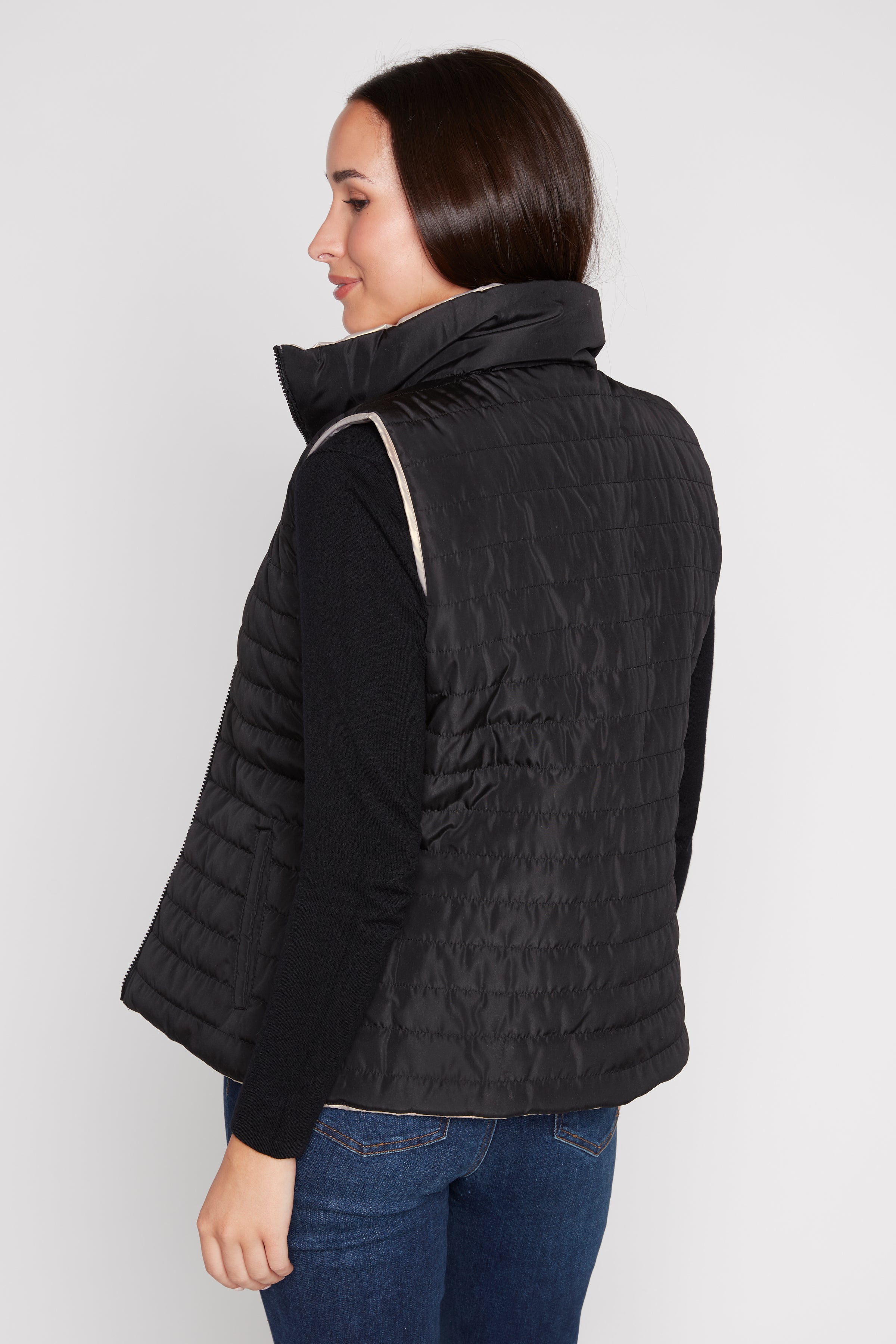 Reversible metallic quilt vest