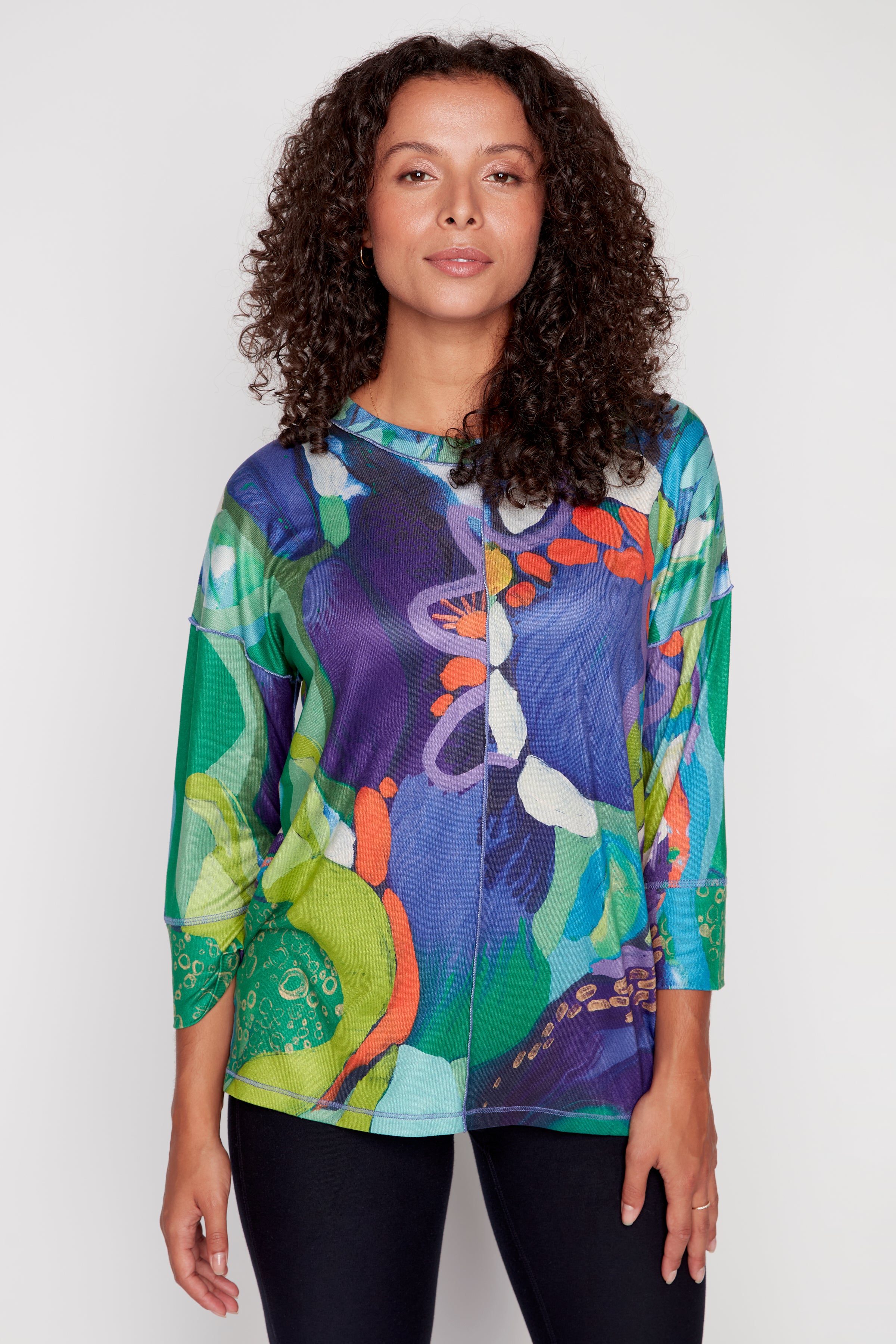 Dolman sleeve floral print top