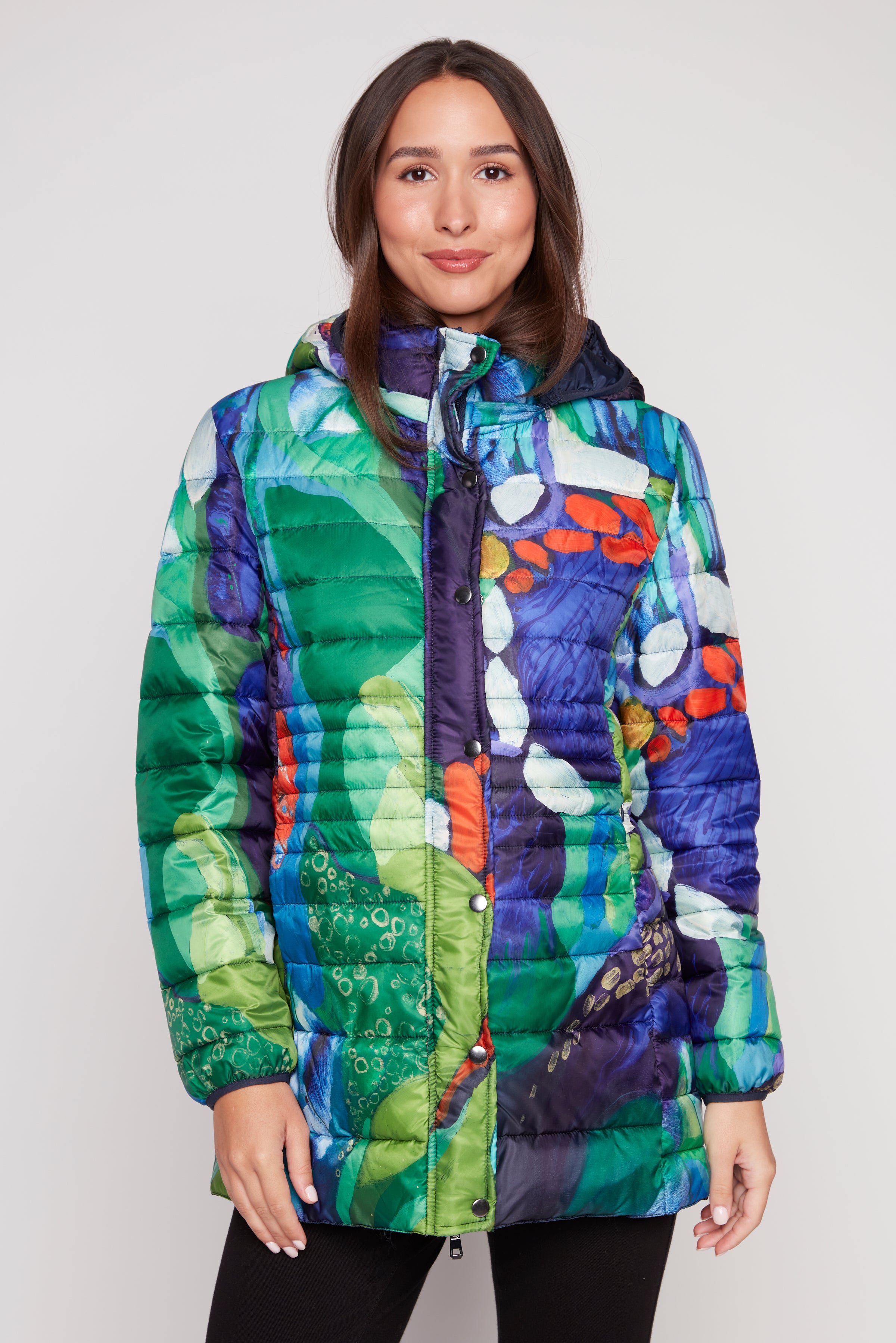 Horizontal quilt printed jacket